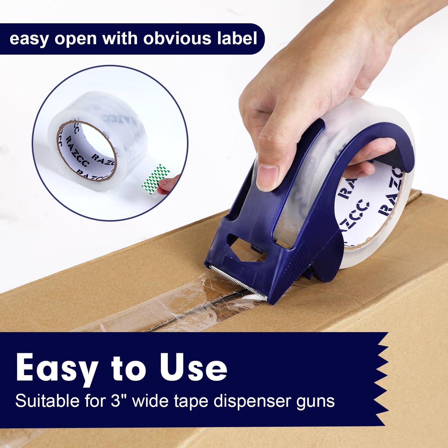 Packing Tape, 24 Rolls Clear Heavy Duty Packaging Tape with Dispensers for Packing Shipping Moving Mailing, Thicker Sealing Tape -1.88" x 65 Yards Per Roll, 1560 Total Yards