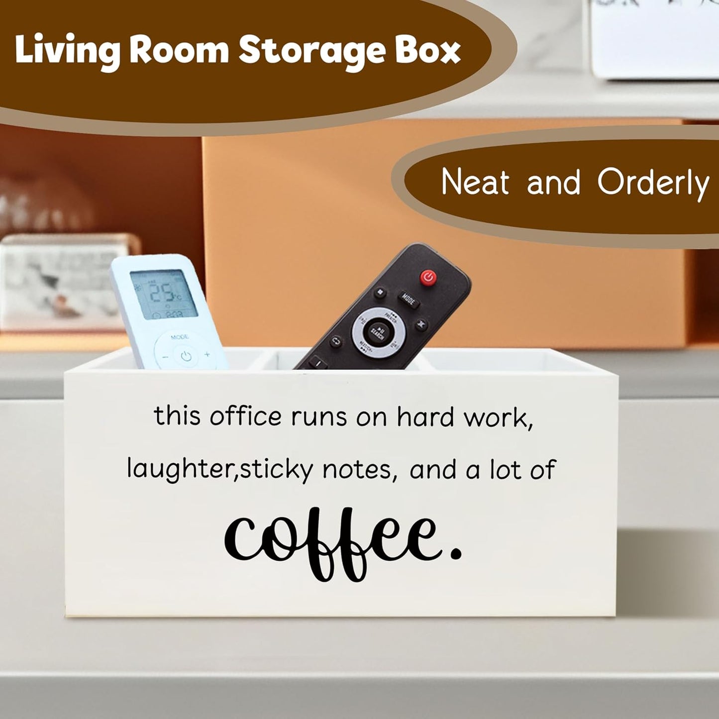 Funny Office Gifts Pen Holder for Desk, Work Humor Gifts for Coworkers Coffee Lovers, This Office Runs on Hard Work Wooden Pen Pencil Holder Organizer for Desk Accessories