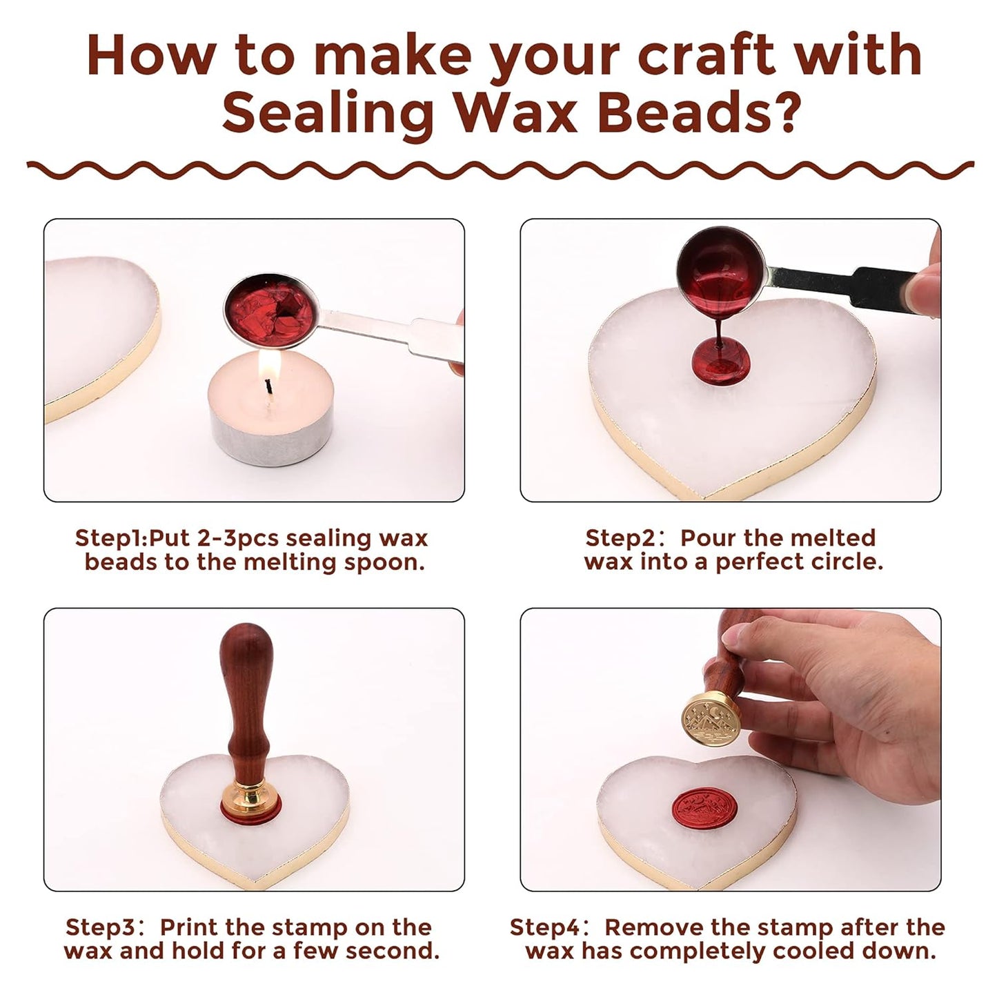 SWANGSA Wax Seal Stamp Set, Vintage 6 Pieces Christmas Sealing Wax Stamp Heads with 1 Wooden Handle for Christmas Gifts Party Invitations Cards (Christmas Set)