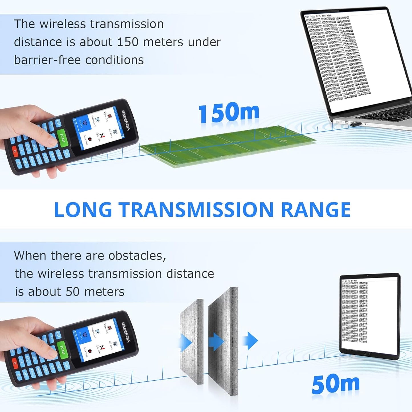 Barcode Scanner, Wireless 1D Inventory Scanner Data Collector Data Terminal Portable with 2.8" TFT Color LCD Screen Cordless Handheld Barcode Reader for Store, Inventory, Supermarket, Warehouse