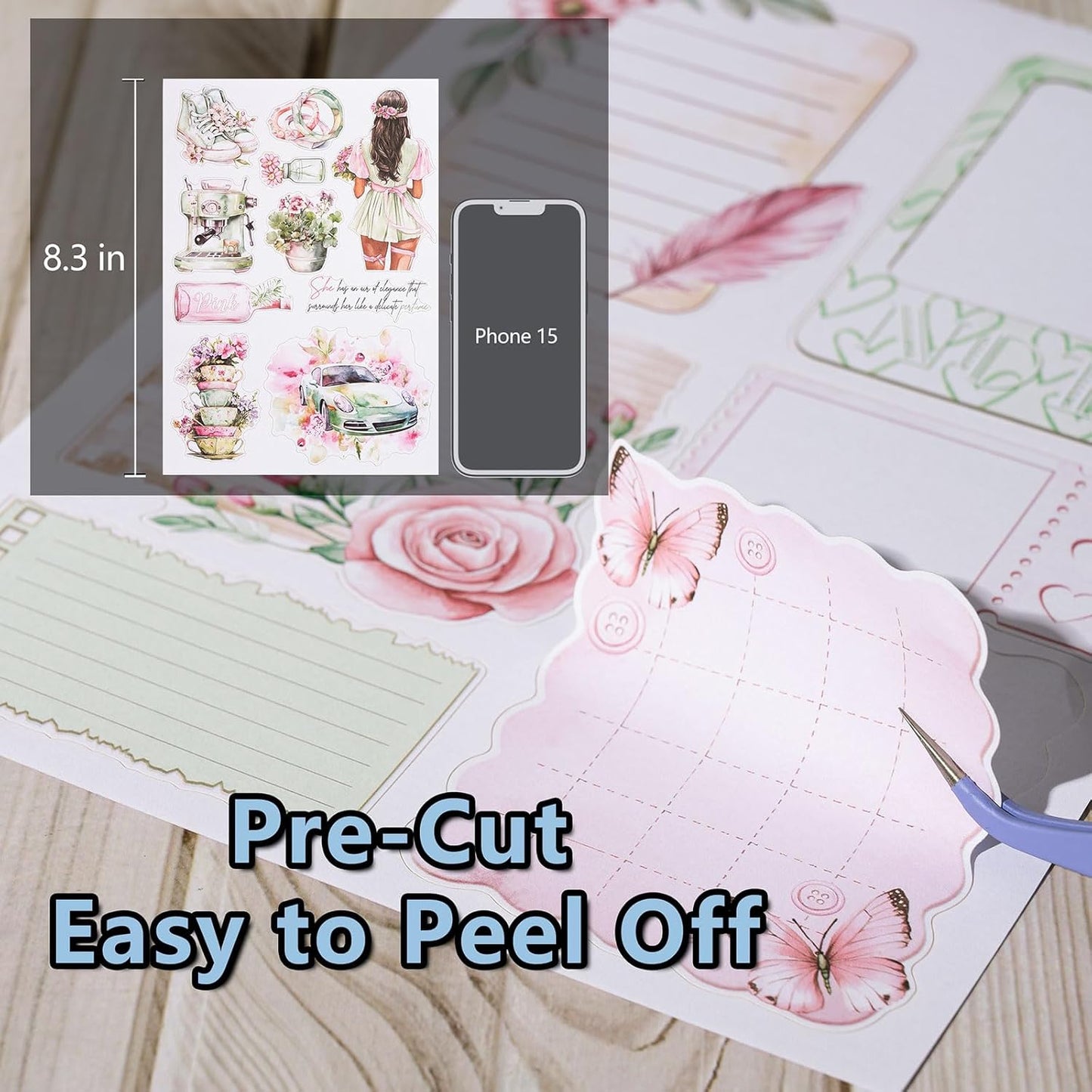 YagCu Journaling Stickers, Breezy Holiday Scrapbook Sticker Book, Junk Journal Supplies, Pre-Cut Aesthetic Scrapbooking for Adults, Decorative Ephemera Bullet Planner Arts Craft Collage