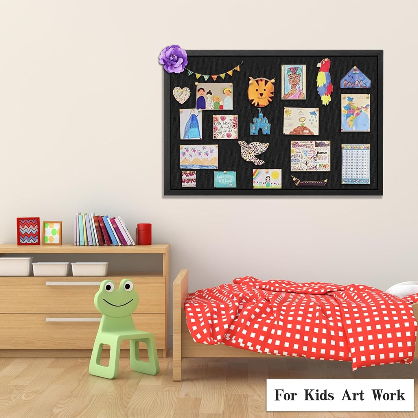 2 Pack Large Bulletin Board, 23 "x17 Black Cork Boards for Walls with Frame, Pin Display Board Vision Board for Home School Office Decor