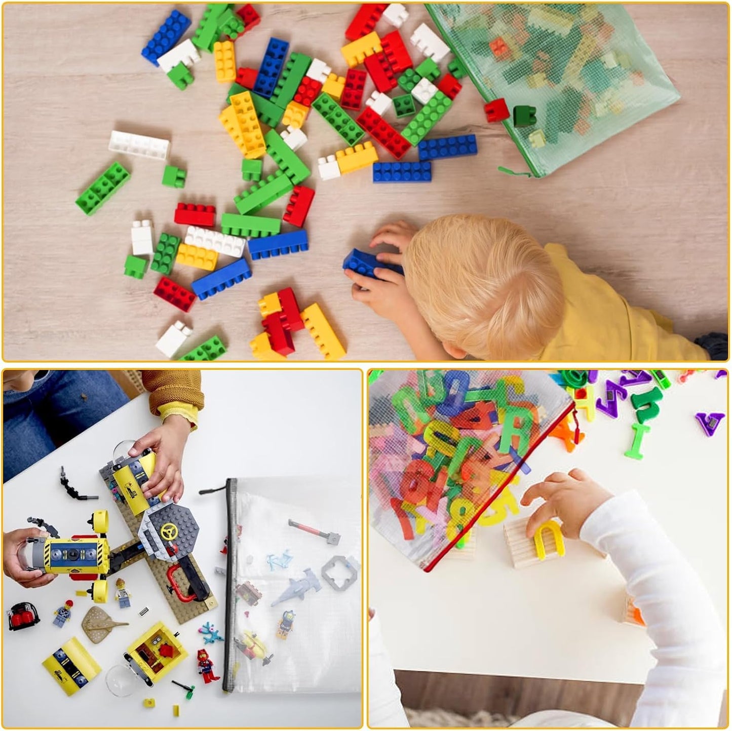 60pcs Large A4 Mesh Zipper Pouch File Bags YOPCDJ Reusable Zippered Pouches for Organizing Classroom, Board Game Storage, Puzzle Bags