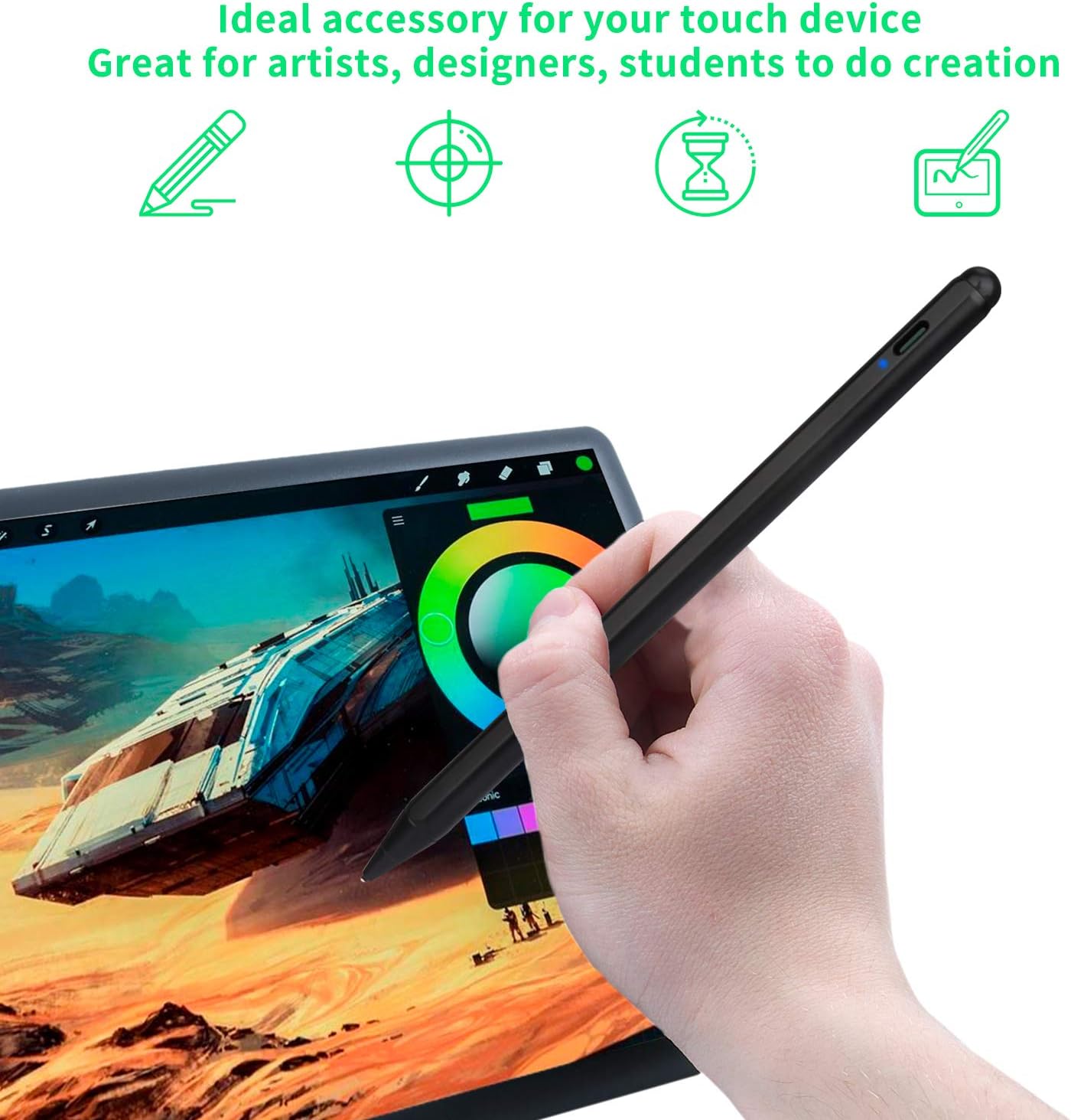 Stylus Pen for Chromebook, Active Capacitive Digital Pencil Compatible with Chromebook Stylus,Good for Sketching and Note-Taking Pens,Black