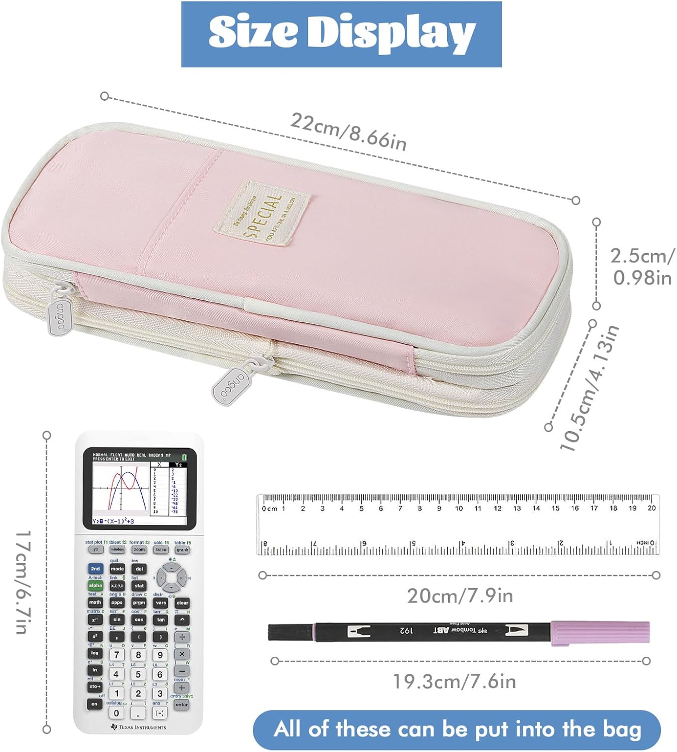 MoKo Large Capacity Pencil Case, Aesthetic Pencil Pouch Bag with Zipper, Cute Pen Case Stationery Organizer Holder for Office/School Supplies, Back to School Gift, Pink