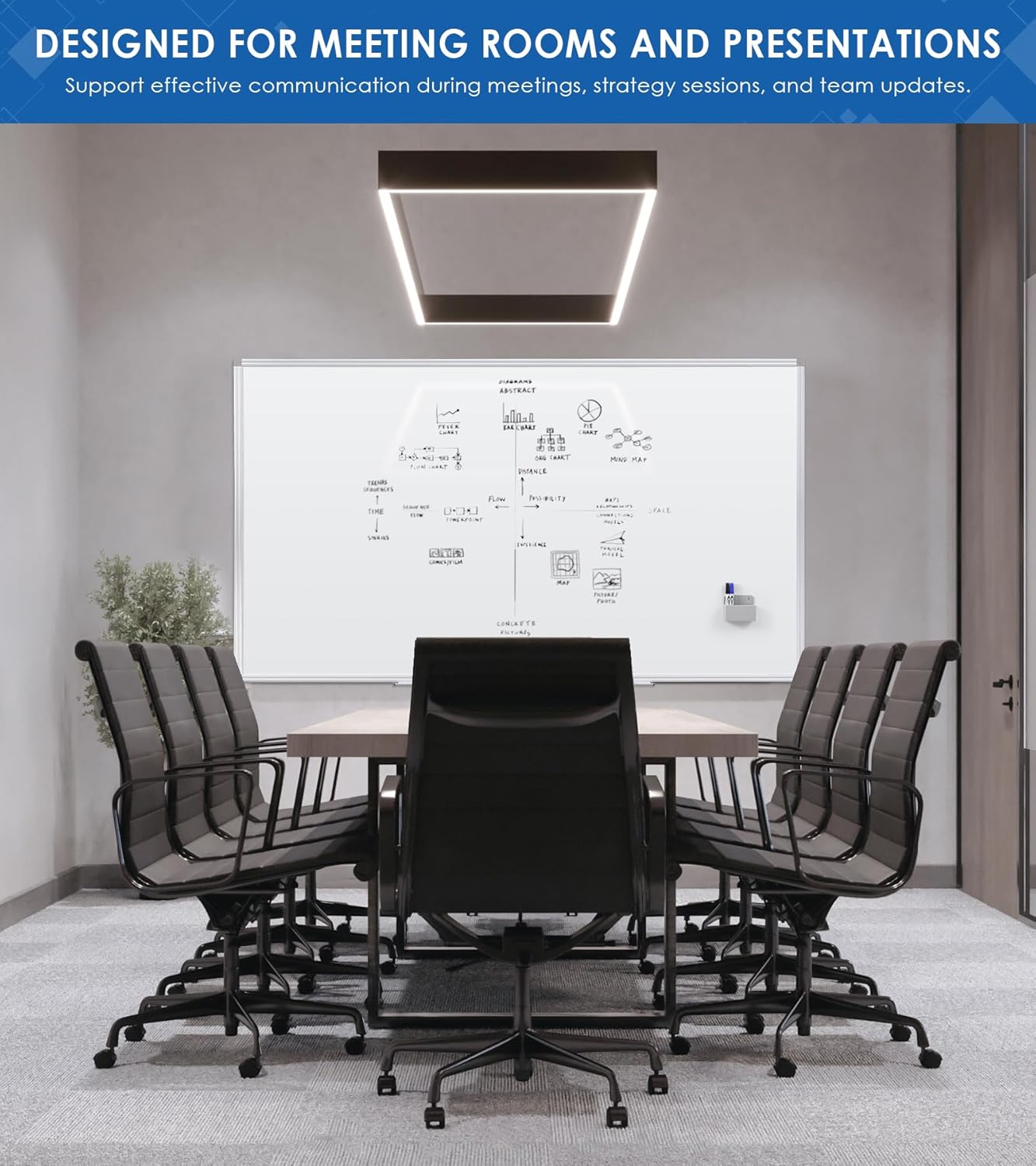 SWANCROWN 72" x 48" Dry Erase Board, Magnetic White Board for Wall, Large Marker Whiteboard with a Long Pen Tray for Class and Office