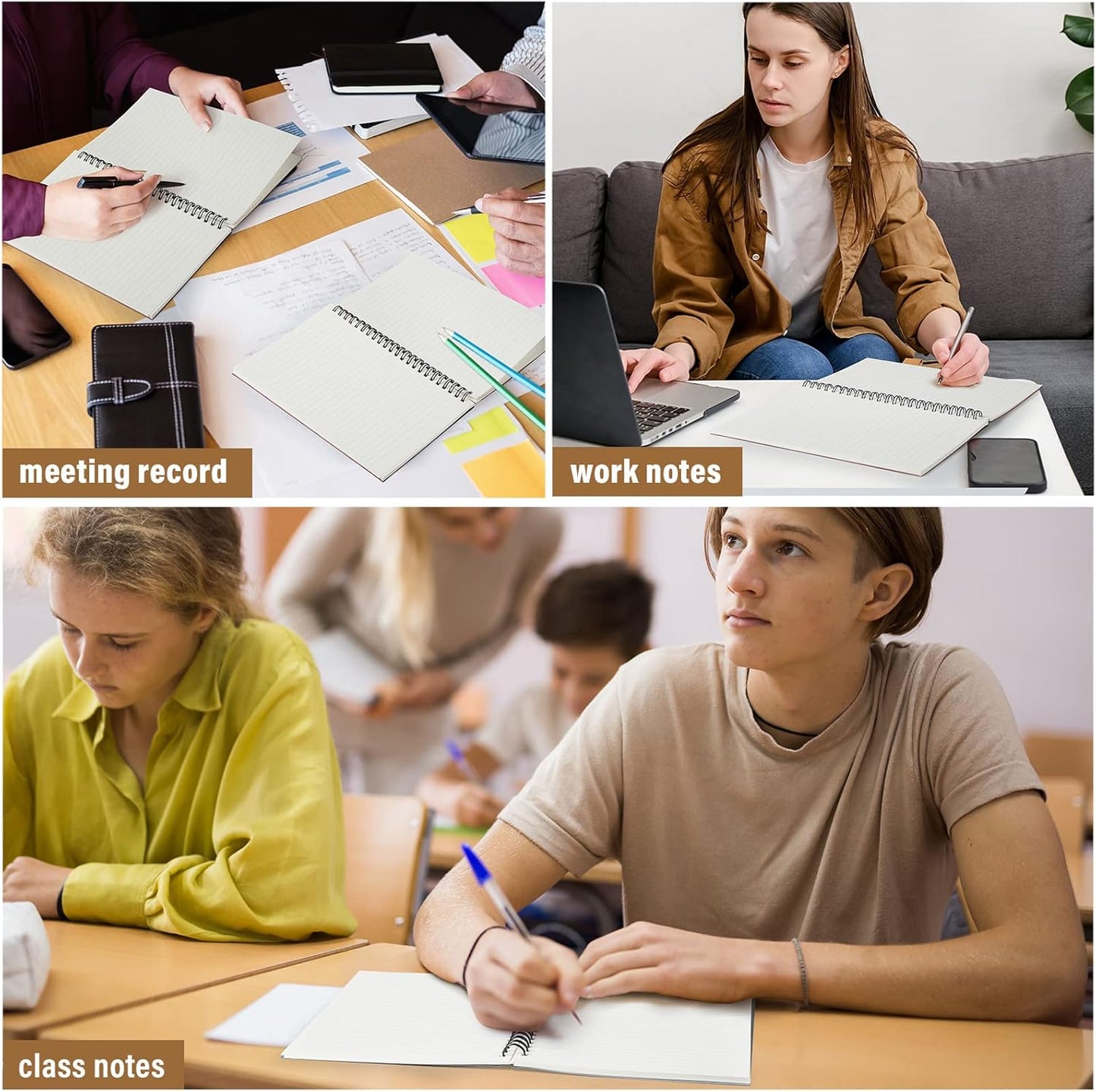 Fuutreo 12 Pcs Spiral Notebook for Work A5 8.3 x 5.7 Inch College Ruled Spiral Journal Notebook Kraft Cover Ruled Paper, 12 Color, 60 Sheets, 120 Pages for Office School(Morandi Color)