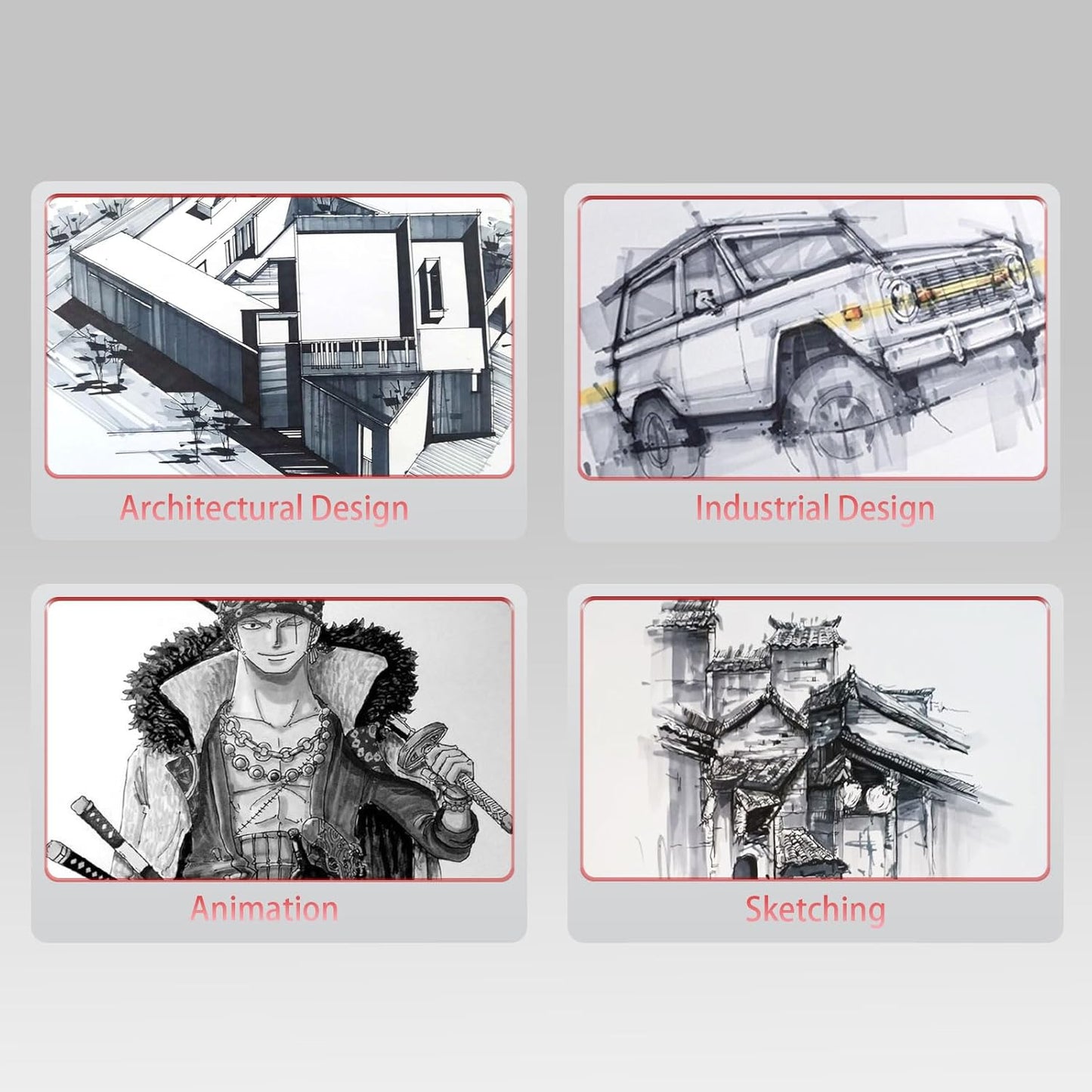 Gray Grey Alcohol Markers Brush Tip, 12pc Cool Grey Colorless Blender Markers Set for Adults Artist Coloring Book Shading Drawing Sketching Brush Chisel Tips Gifts