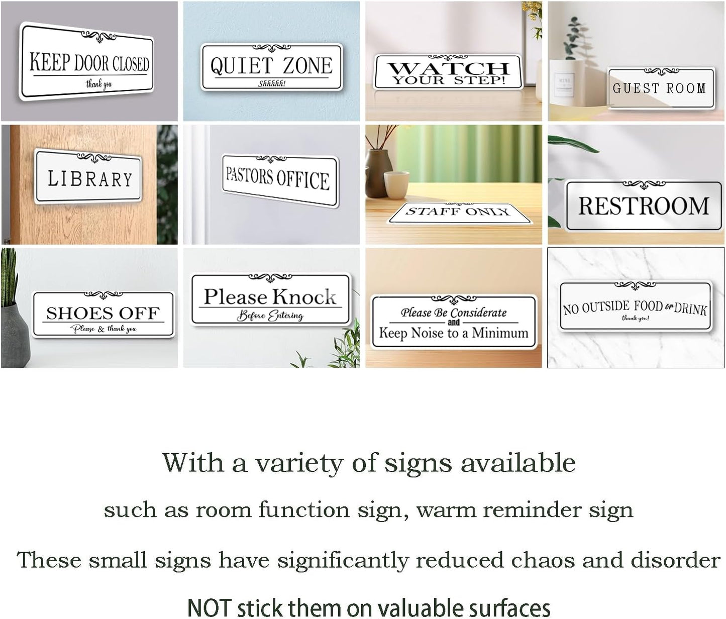 9x3 Inch Conference Room Sign, Acrylic Self-stick Door Wall Signage (Elegant White)