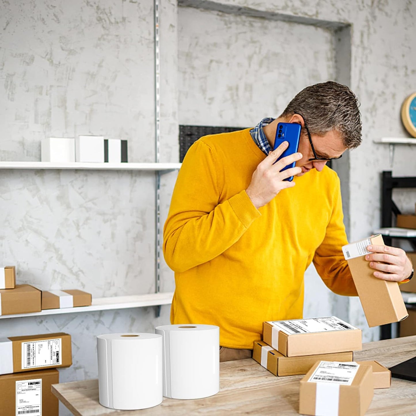 MFLABEL® 4x6 Direct Thermal Shipping Labels - 4 Rolls of 450 Labels/Roll, Compatible with Zebra 2844/ZP450/ZP500/ZP505, USPS/FedEx/UPS/Amazon Shipping, Smudge-Resistant & Permanent Adhesive