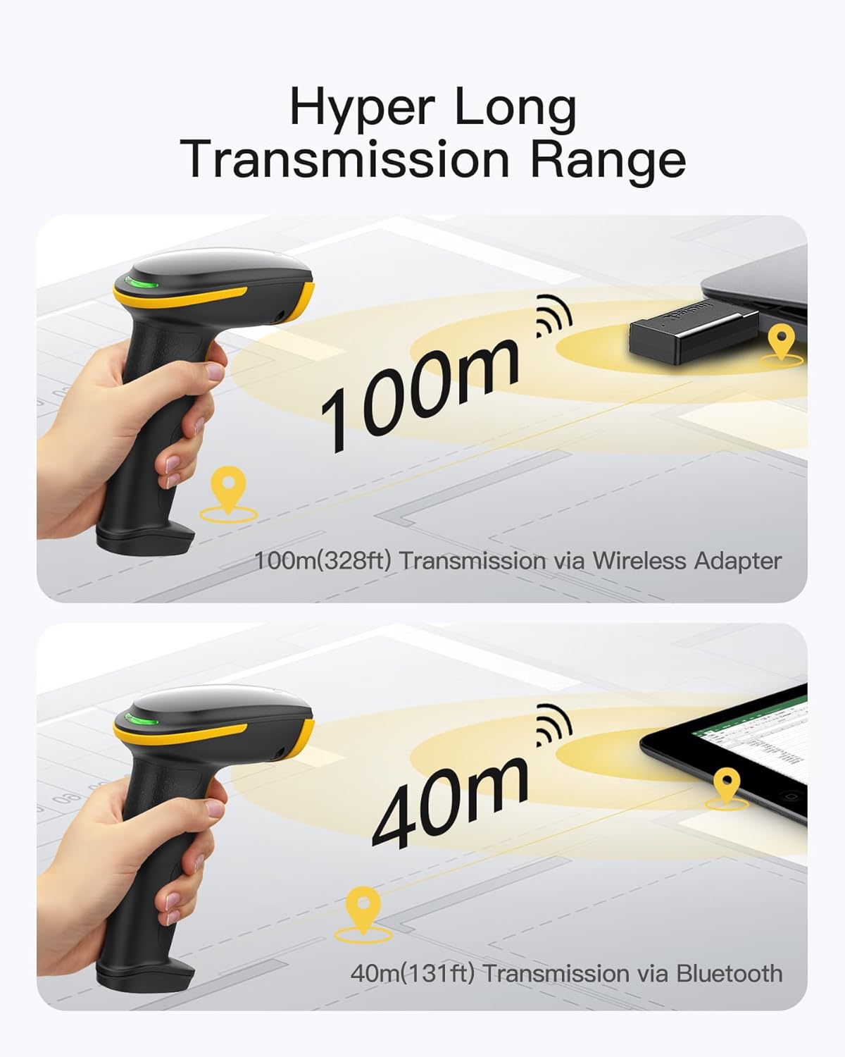 Inateck 2D Barcode Scanner with Intelligent Stand, Wireless QR Code Scanner, Handheld Scanner with APP and SDK, 2D Imager with 2600mAh Battery, BCST-35
