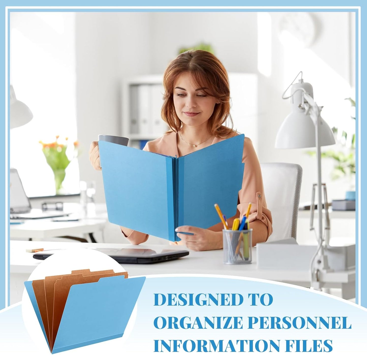 12 Pcs Classification Folders Letter Size, 3 Divider Pressboard File Folder with Fasteners, Expanding File Organizer Bulk for Teachers, Clergy, Office, Church, Christmas Donations (Blue)