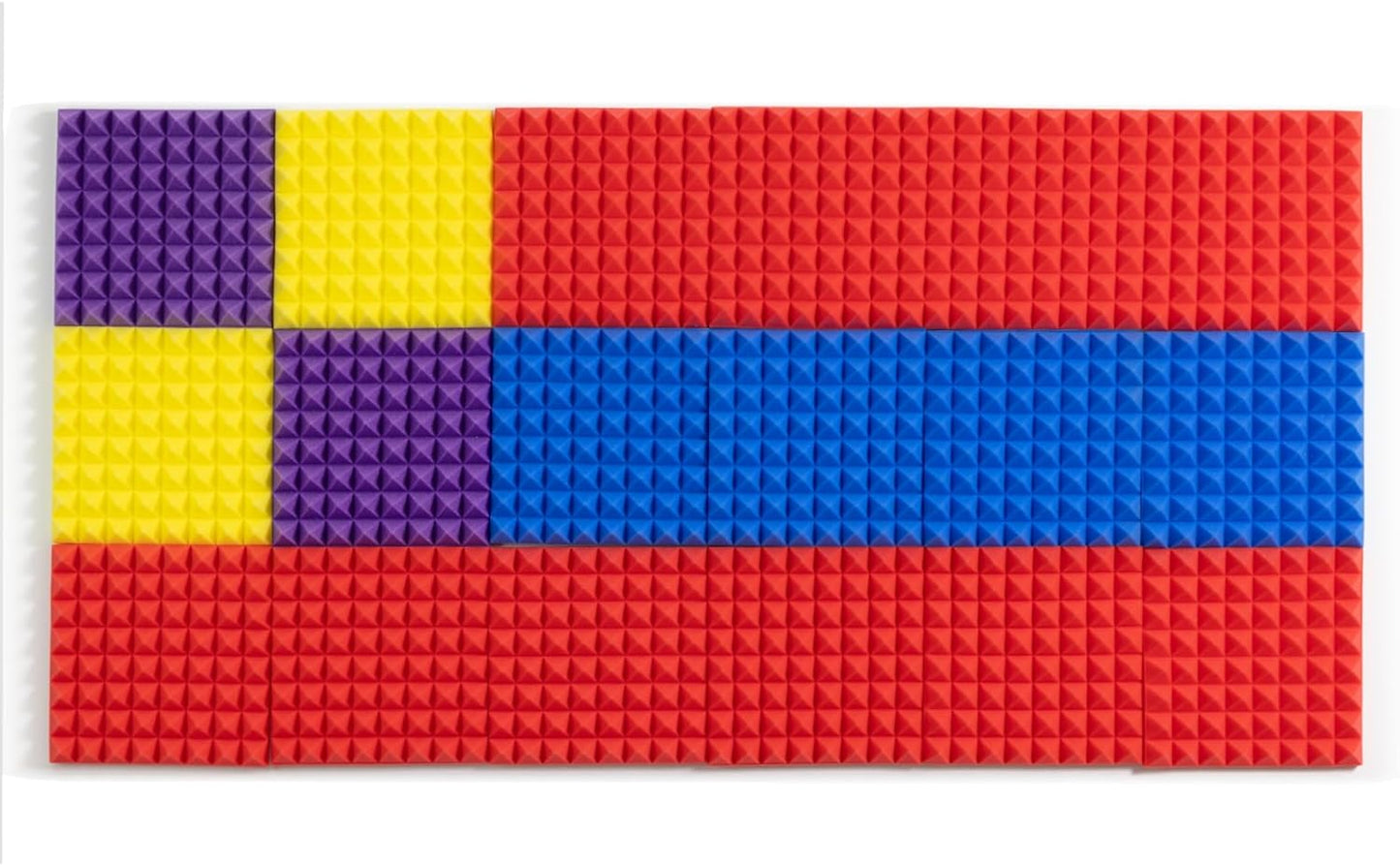 Sonicism Sound Proof Foam Panels for Walls Self-Adhesive Pyramid 12 Pack 12" X 12" X 1" Acoustic Panels Fast Expand 35kg/m³High Density Soundproof Wall Panels,Sound Absorption & Decoration(Purple)