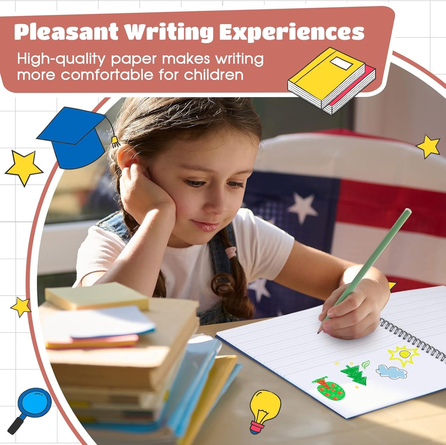 Henoyso 10 Pcs 100/50 Sheets Primary Composition Notebook K-2 Bulk Spiral Primary Journal Drawing Handwriting Practice for Kids Kindergarten 1st 2nd Back to School Supplies (Jewel Tone Color,50 Sheets)