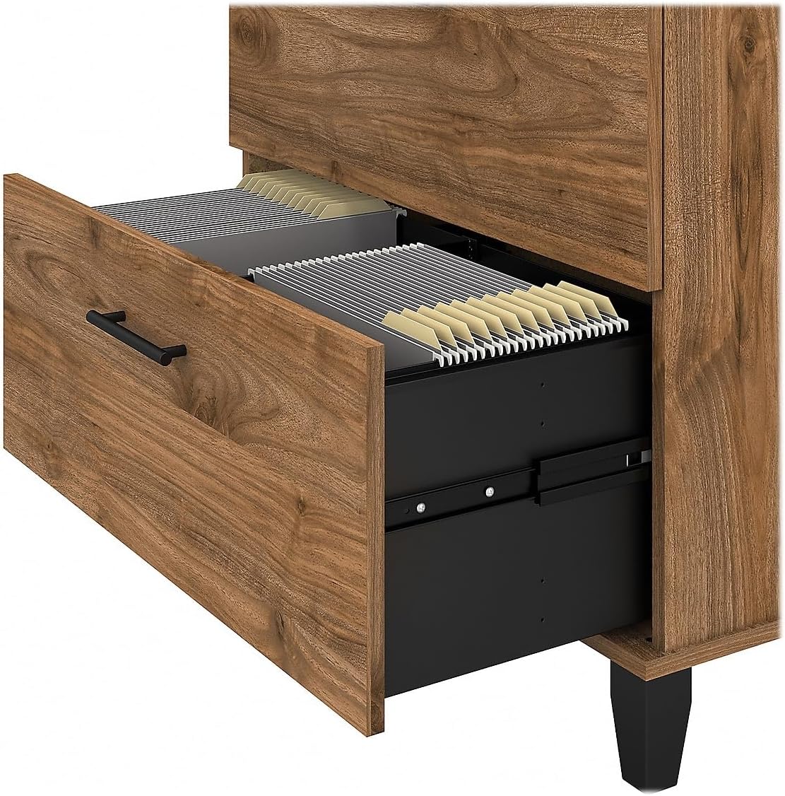 Bush Furniture 2 Drawer Lateral File Cabinet, Letter and Legal-Size Document Storage for Home or Professional Office, Somerset Collection, Fresh Walnut
