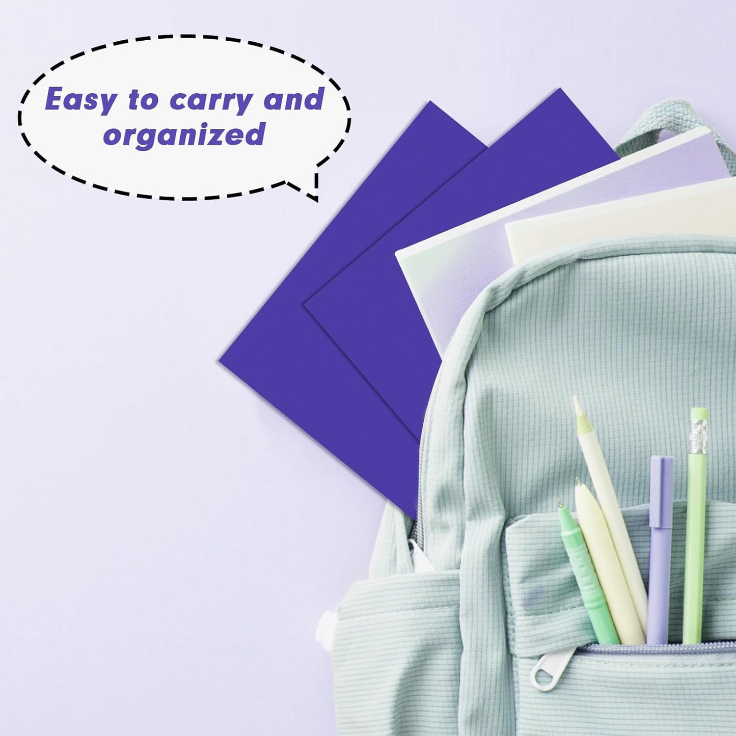 Two Pocket Folders, RAZCC 50 Pack 2 Pocket Folders Fit Letter Size Paper, Paper Folders with Pockets for School Office Business Home, Purple