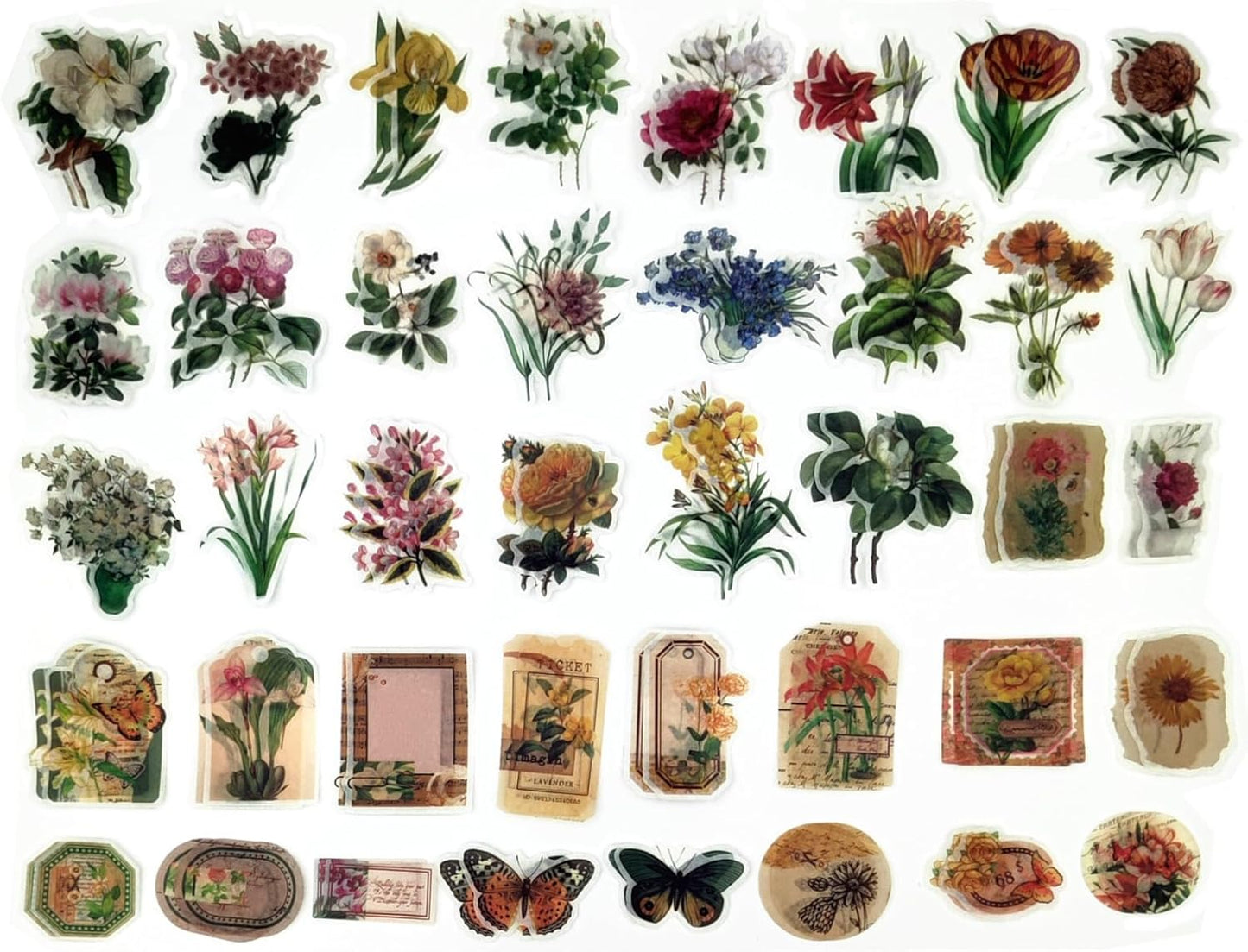 200PCS Vintage Scrapbooking Supplies Pack, Aesthetic Scrapbook Sticker Paper Art Journaling Kit for Bullet Junk Journals,Planner,Cottagecore Decor Gifts (Floral)