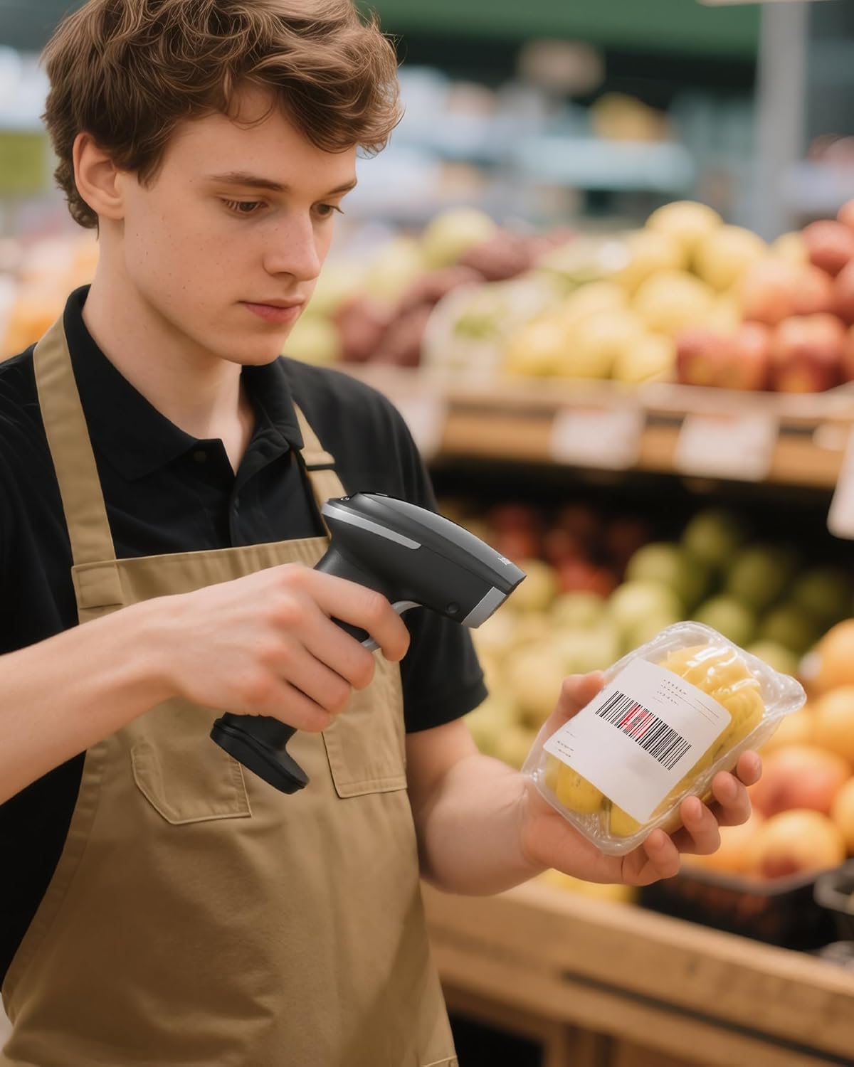 Inateck 2D Barcode Scanner, Wireless Bluetooth QR Barcode Scanner, Handheld Scanner with APP and SDK, 1 Charge for 3 Months, BCST-23 Gray