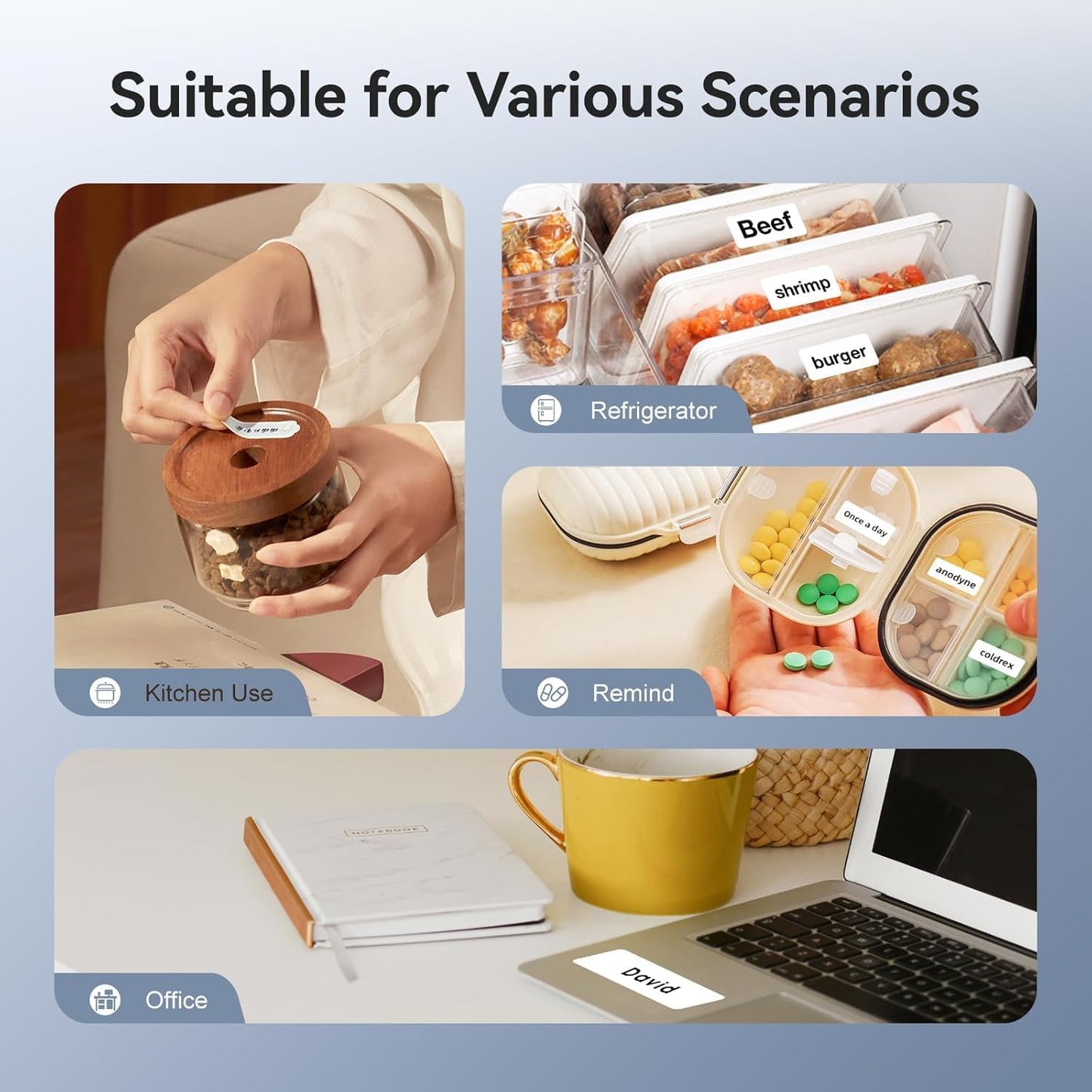 NIIMBOT D11 New Version Label Maker Machine with 3 Rolls Tape, 300DPI Bluetooth Label Printer, Portable Thermal Printer, Sticker Maker for Organizing Home Office School,White