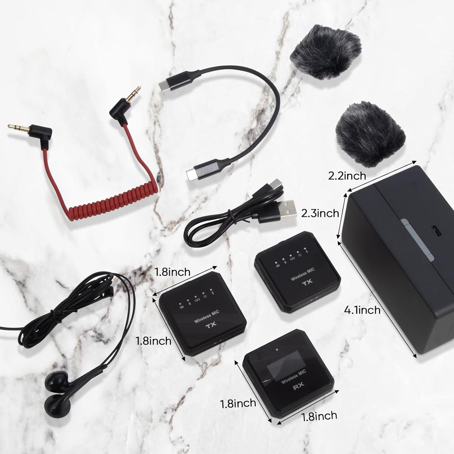 Wireless Microphone, 100m (328 ft.) Range Bluetooth Microphone, 24-Hour Battery, Noise Cancellation, Wireless Microphone for PC, iPhone, Andriod,lav mic,MIC Wireless