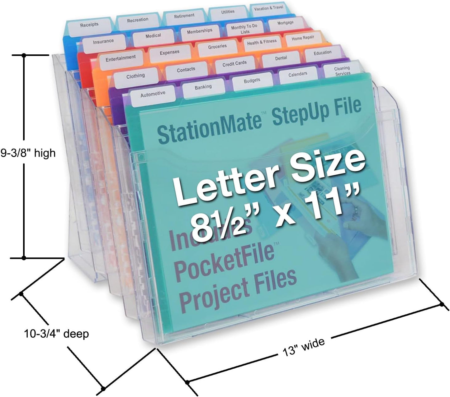 Ultimate Office StationMate Desktop Organizer (Includes 25, 5th-Cut PocketFiles). Complete Project Manager and File Sorter for The Office or Home with an Incline Design Puts All Files in Clear View