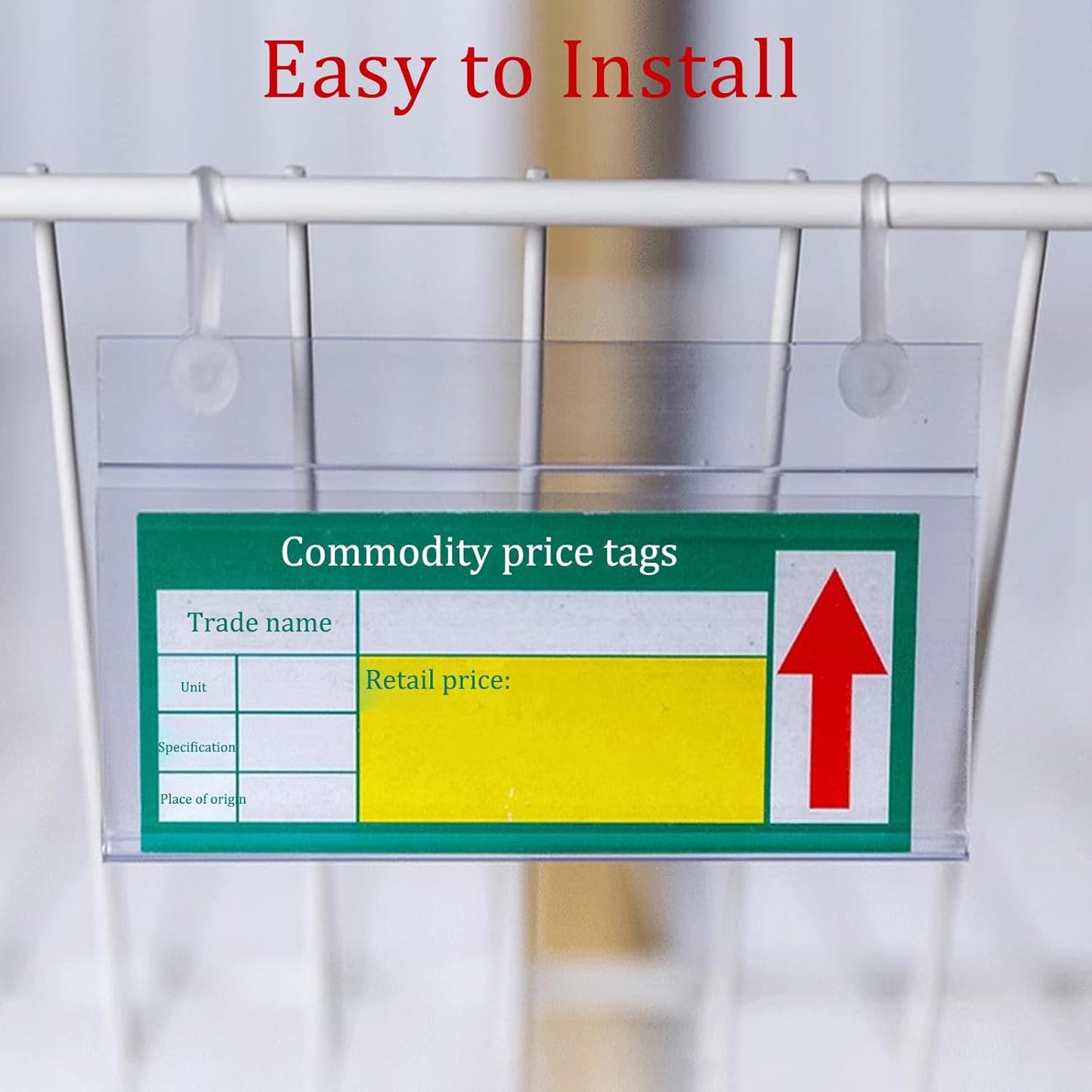 200 Pieces Wire Shelf Label Holders,4" x 2.3" Clear Price Tag Holder for Wire Plastic Shelving with Double Snap Lock Closure,Reusable Basket Label Holders for Retail Market and Home