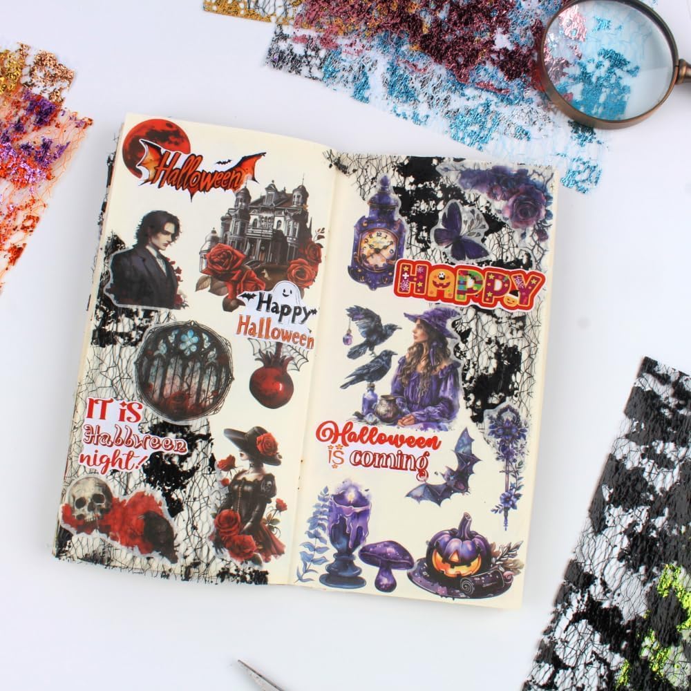 A5 & A4 Size Colorful Foil Textured Fabric Art Paper Scrapbooking Decorative, 20 Sheets Sparkle Metallic Lace Mesh for Crafts, Junk Journaling Supplies, Card Making, Collage