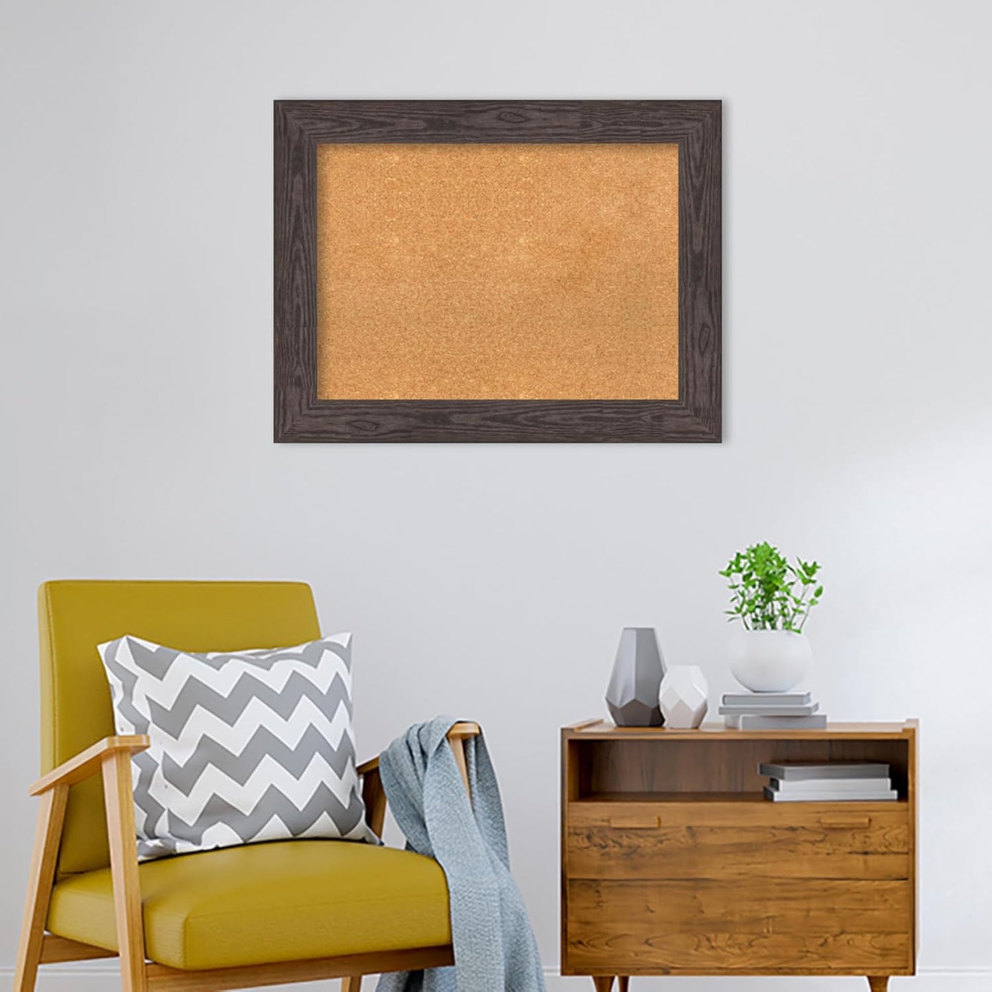 Amanti Art Natural Cork Board for Wall, 26x34 Vision Board with Black Wood Frame, Medium Corkboard Office Decor for Home Organization, Rustic Farmhouse Corkboard Pinboard to display items for home