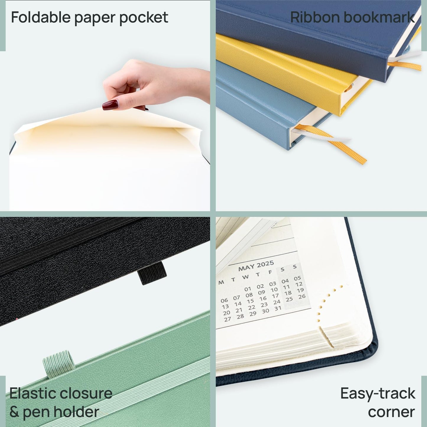 POPRUN 2025-2026 Daily Planner One Page Per Day (Large - 8.25'' x 12'') - Academic Calendar (July 2025 - June 2026), 2025 Day Appointment Book with Monthly Tabs, Hardcover - Light Pink