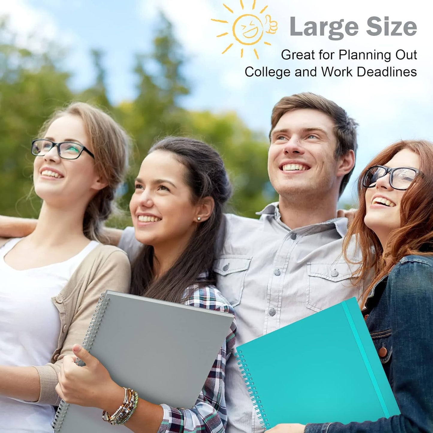 Planner Undated, Asten Daily Planner Agenda with to Do List, Hourly Schedules for Women and Men, Spiral Appointment Book with Elastic Closure, Inner Pocket 8.5" x 11" (Gray)