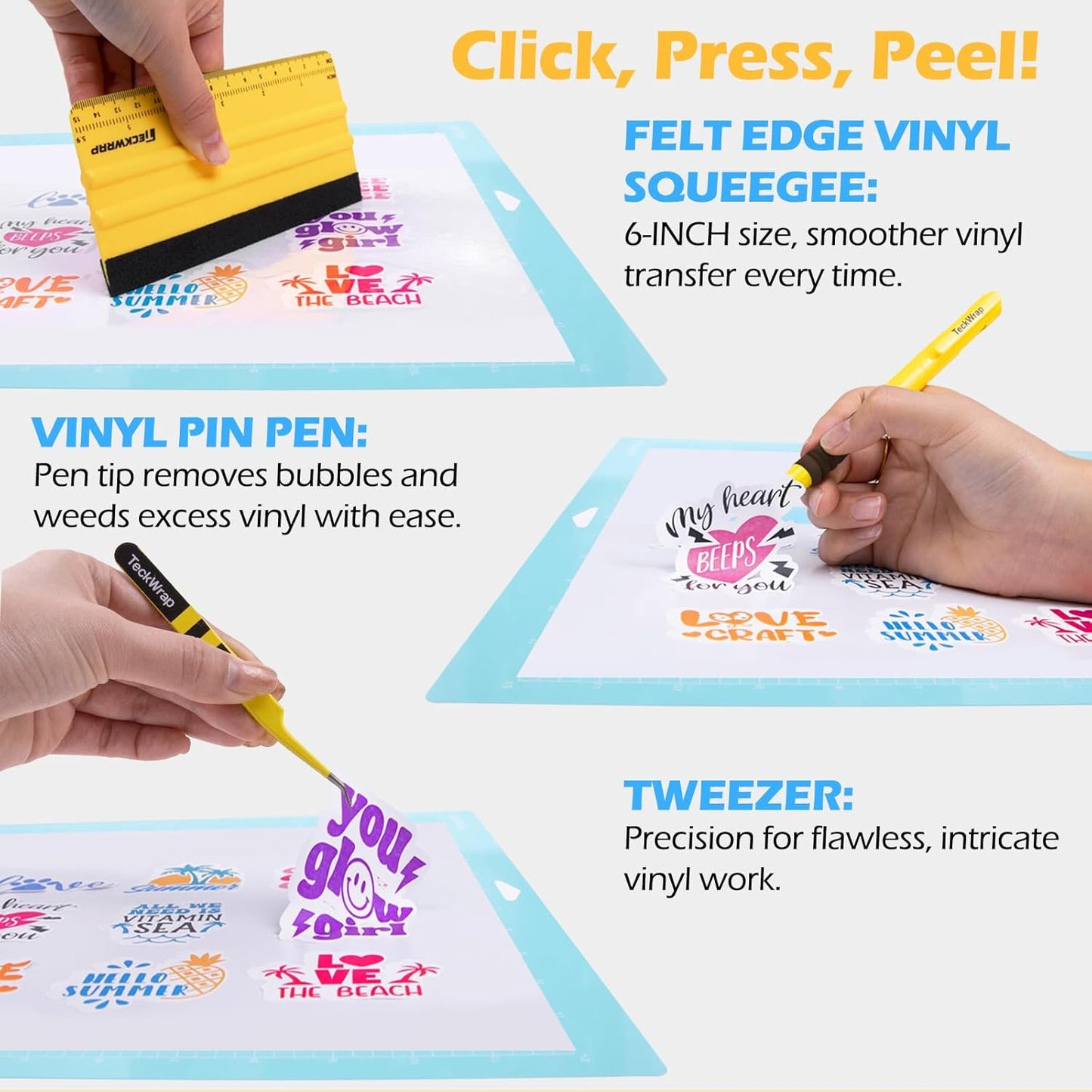 TECKWRAP Laminating Sheets Sticker Paper Laminate Sheets for Photo Paper Inkjet Printable Vinyl Squeegee Tools A4 30PCS Clear Overlay Transfer Paper, Matte Lamination Sheets, Holographic Stickers