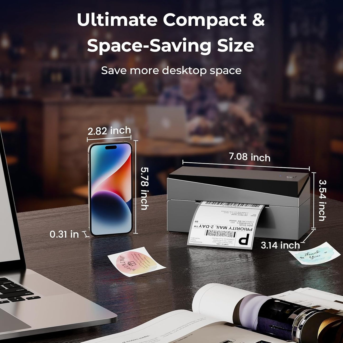 Bluetooth Shipping Label Printer 4x6, 249BT Thermal Label Printer 4x6 for Small Business, Shipping Packages, Office, Home, Compatible with Android iPhone iPad Windows macOS Chrome USPS Etsy