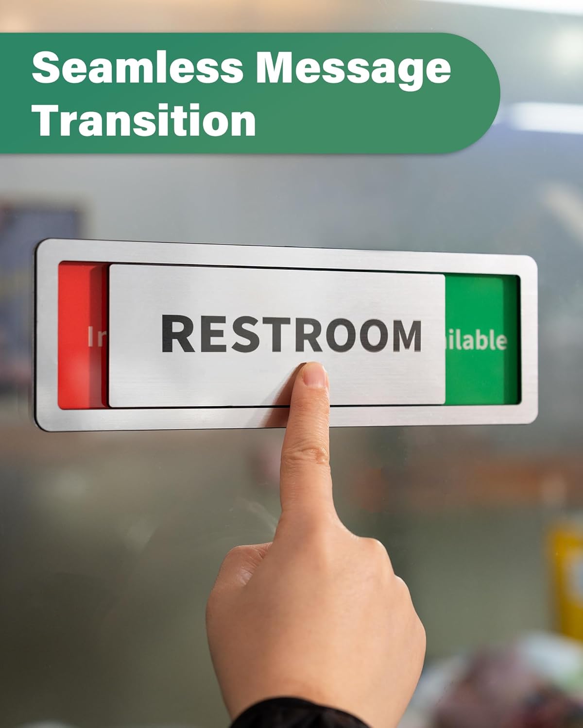 Restroom Sliding Door Signs Do Not Disturb, In Use/Available Slider Sign for Business Home Office Wellness Vacant Occupied Privacy Slide Door Sign,Brushed Silver