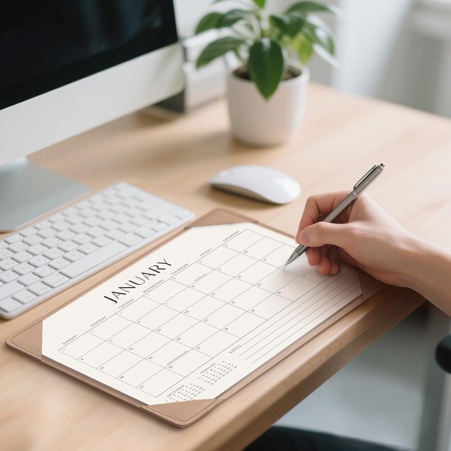 Jotsome Desk Calendar 2025-2026 with Desktop Mat, Desk Pad Calendar From Now to December 2026 14x10.5 inch, Desk Blotter Calendar for Home Office and School, Easy Planning, Apricot