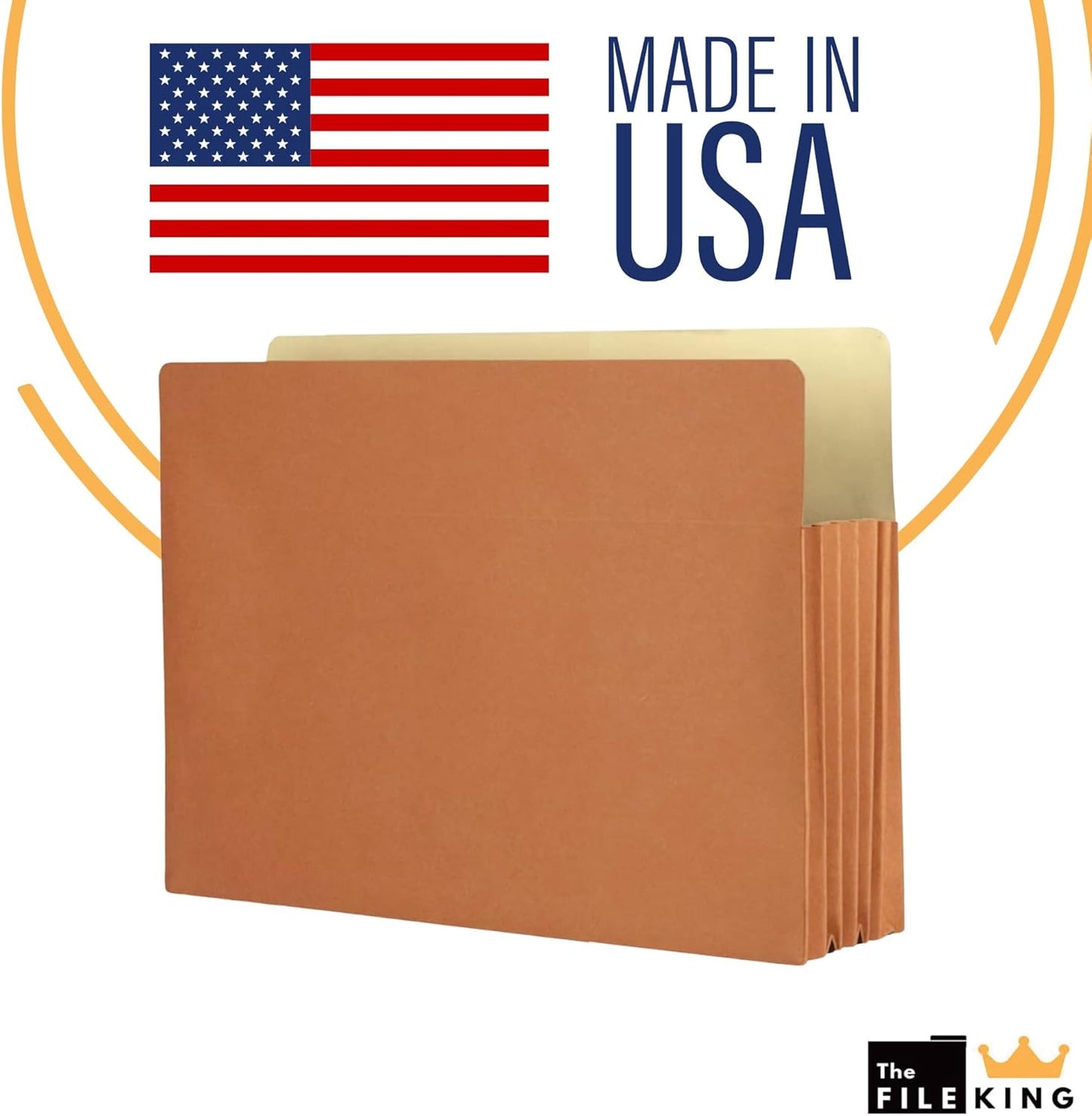 The File King Accordion File Folders Letter Size | Box of 50 Redropes | Expanding File Folder - 5.25" Expansion | Expandable Accordian File Organizer Pocket | Redwell Filing Organization & Storage