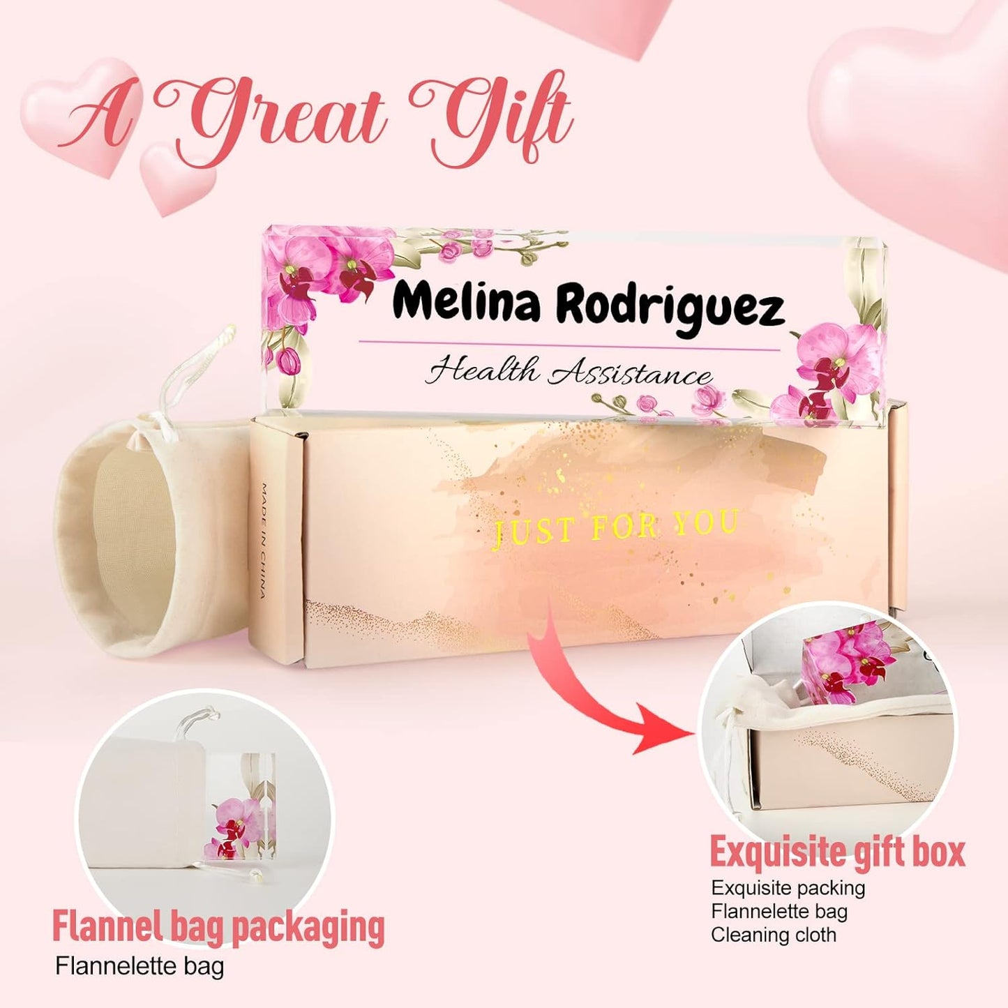 Gowelly Office Desk Name Plate Personalized |Custom Name Plates for Desk| Custom Employee Appreciation Gifts | Office Gifts for Women, Boss, Employee, Teacher, Social Worker-6