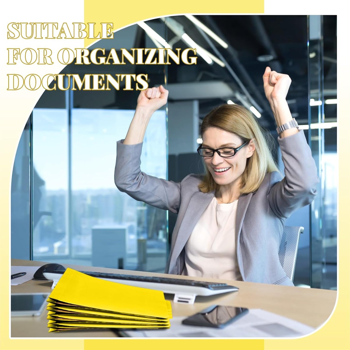 48 Pcs Classification Folders Letter Size, 1 Divider Pressboard File Folder with Fasteners, Expanding File Organizer Bulk for Teachers, Clergy, Office, Church, Christmas Donations (Yellow)