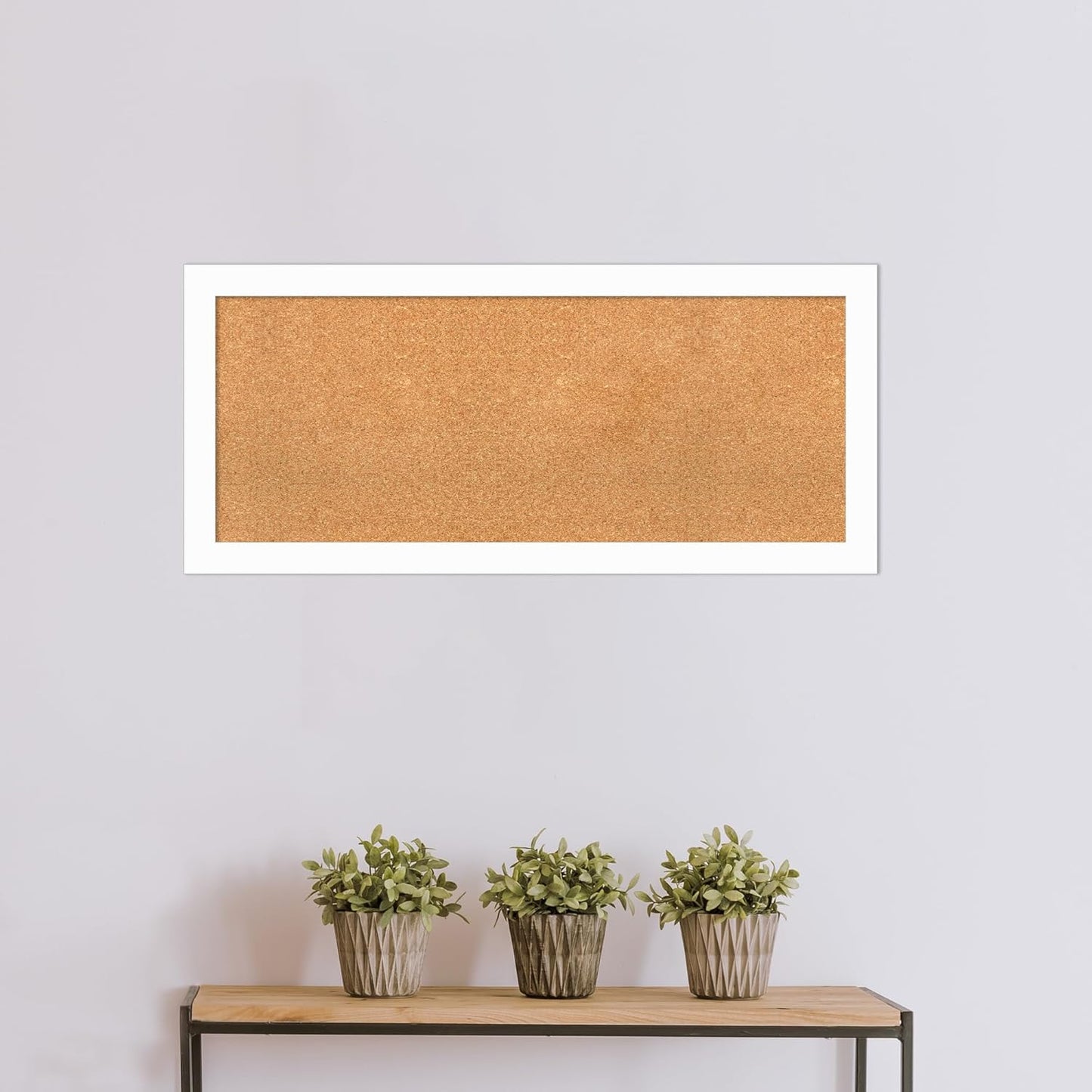 Amanti Art Natural Cork Board for Wall, 19x43 Vision Board with White Frame, Large Corkboard Office Decor for Home Organization, Casual Corkboard Pinboard to Display Items for Home Organization in