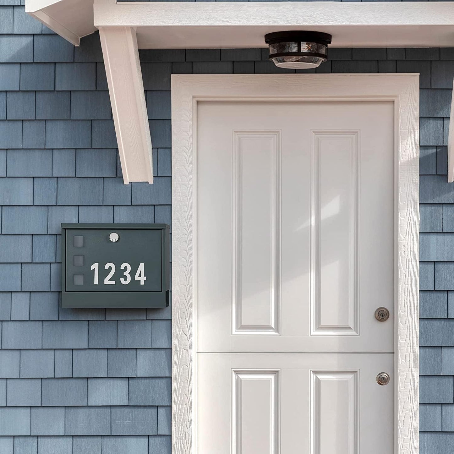 LAND·VOI Locking Mailbox Wall Mounted, Metal Postbox with Three Sets of Mail Box Number Stickers, 4 Keys, 14.4" x 4.5" x 11.2", Large Capacity, Anthracite Gray AMB11G