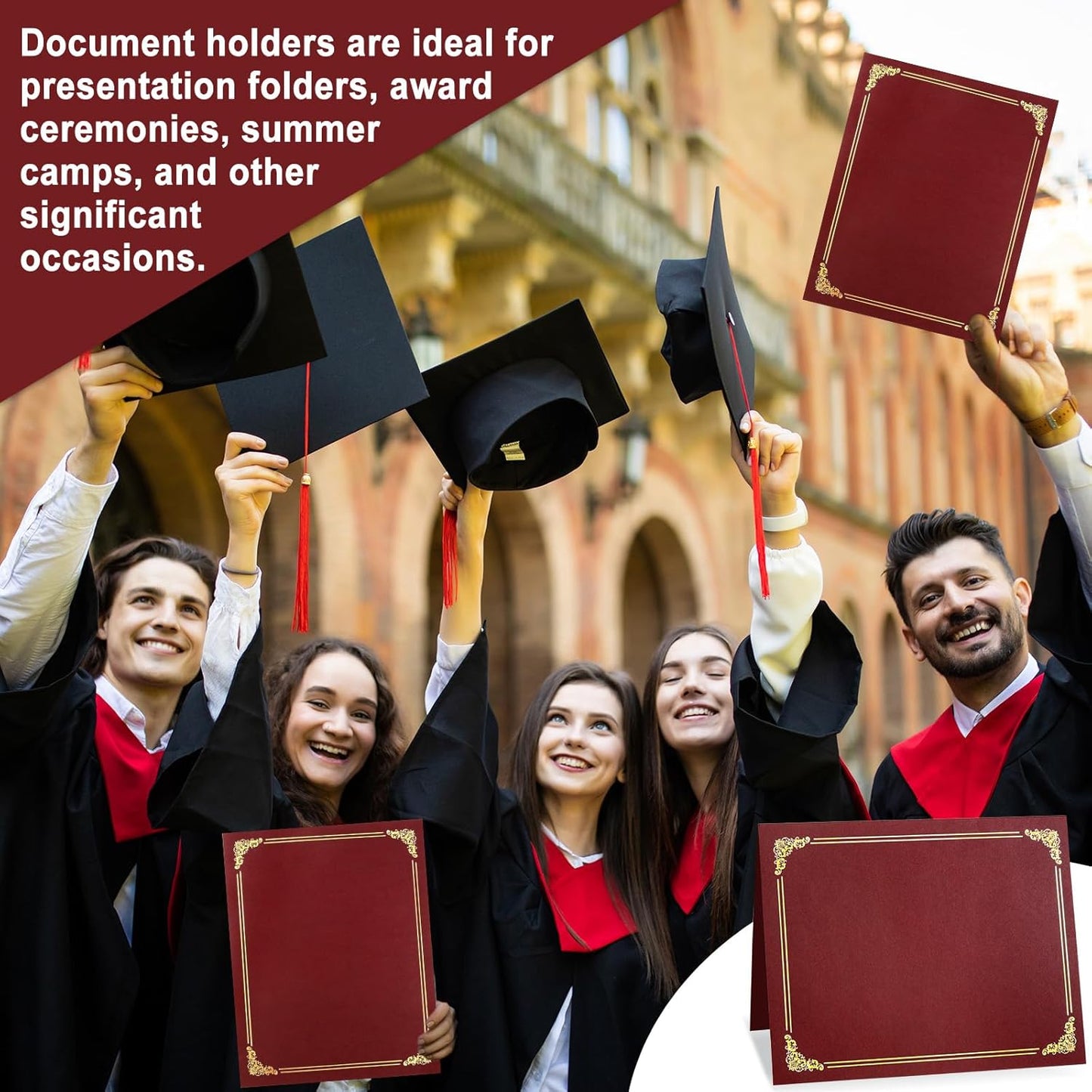 gisgfim 100Pcs Certificate Holders Diploma Covers Single Sided Gold Foil Border Award Certificate Covers for Letter Size 8.5x11 Certificates Cardstock Document Papers Storage Organizer (Maroon)