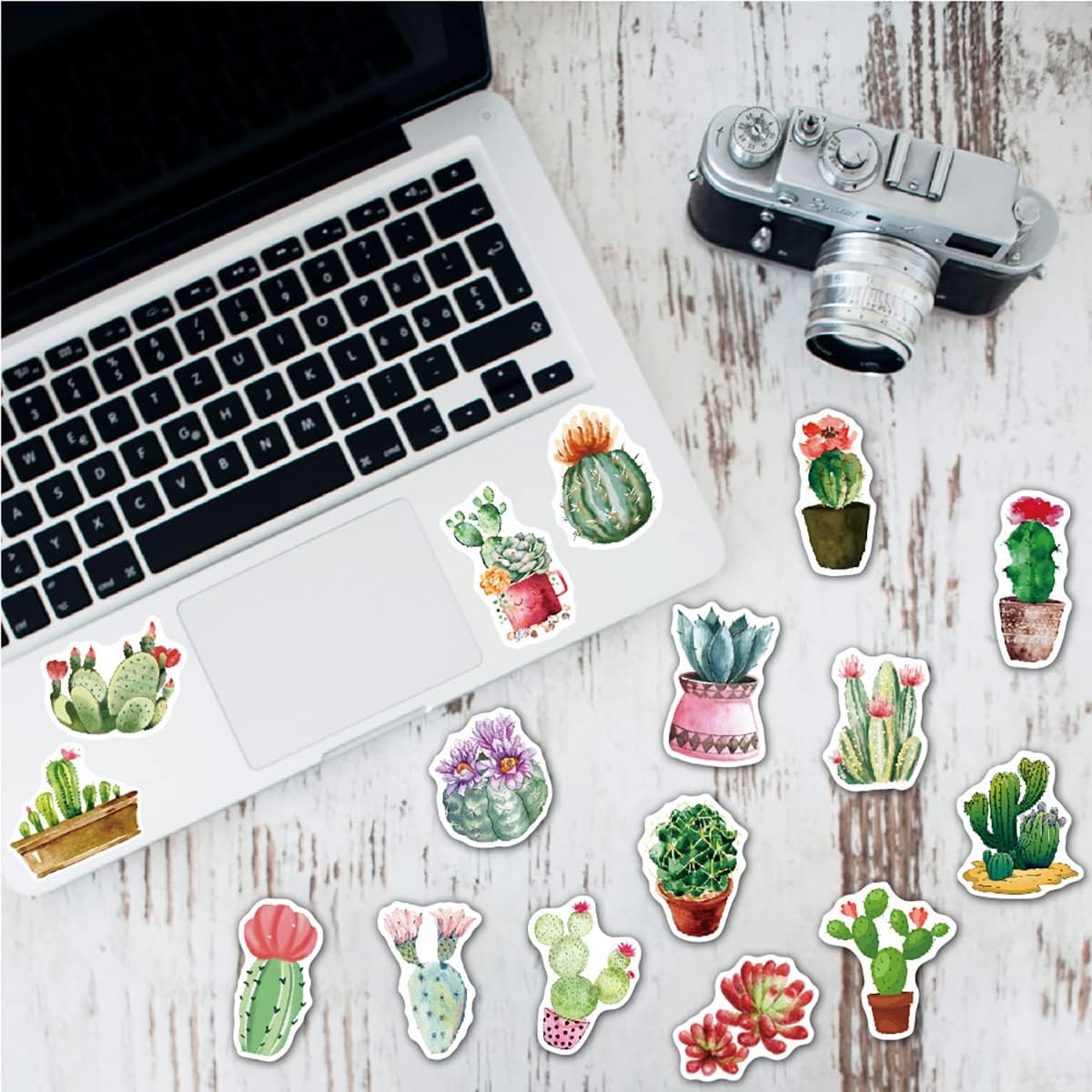 MAXLEAF 100PCS Vintage Green Plants Cactus Adhesive Stickers for Decoration Planner Phone Case Scrapbook Kids Helmets (Green Cactus)