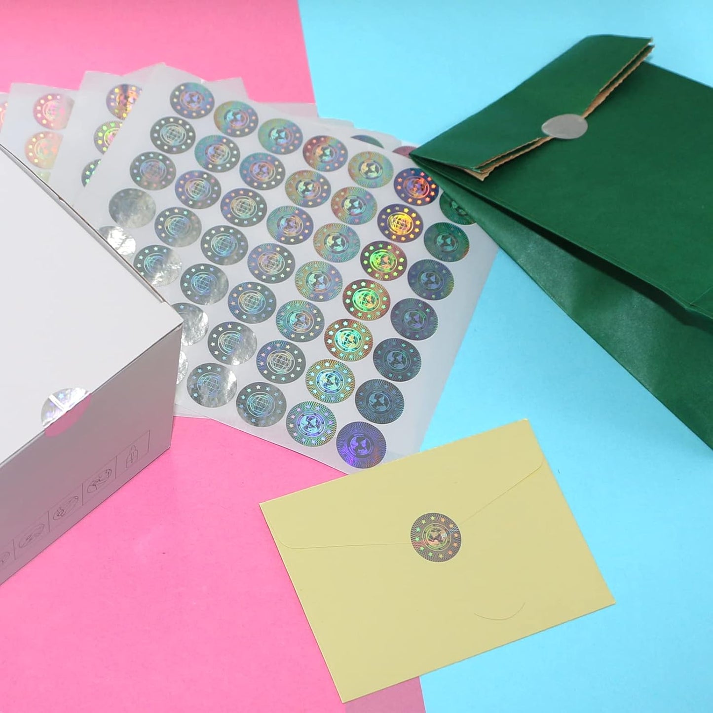 380pcs Hologram Tamper Proof Security Labels - Warranty Void Stickers, Tamper Evident Seal, Holographic Round Stickers (0.8inch, Silver, GQYH)