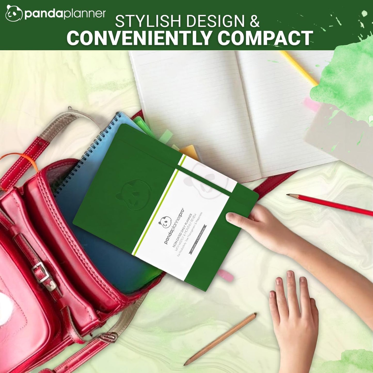 Panda Planner Pro 2025-2026 – Undated Productivity Planner with Daily, Weekly & Monthly Layouts – Large 8.5x11 Goal Tracker, Habit Planner, Time Management & Focus Organizer – Dark Green