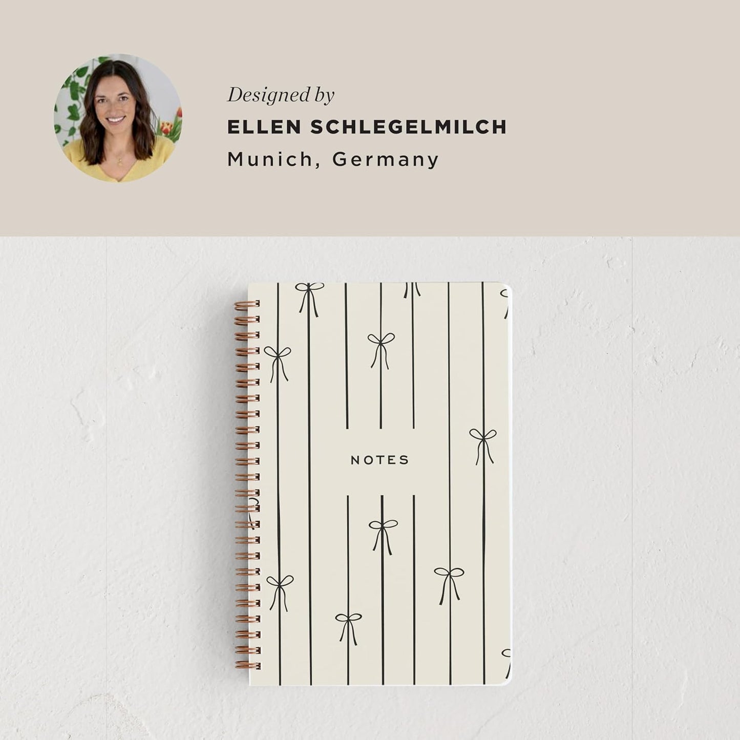 Minted Black Bow Notebook, Writing Journal for Notes & Journaling, Durable Acrylic Free Cover, Modern, Colorful & Simple Spiral Bound Journal Notebook with 80 Lined Pages, 5.5" x 8.5"