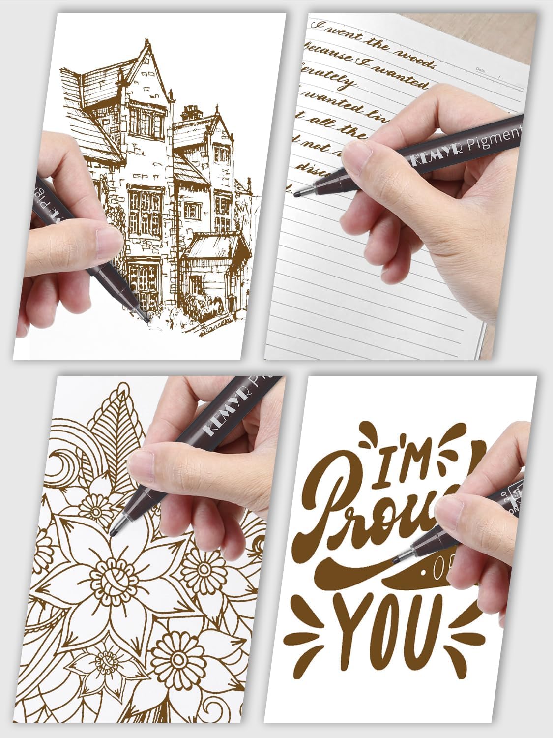 10 Micro Fine liner Drawing Art Pens Calligraphy Pens: 0.05mm-1.0mm Size Art supplies Waterproof Archival brown Ink Markers For Artists,Use for Professional Watercolor,Sketching