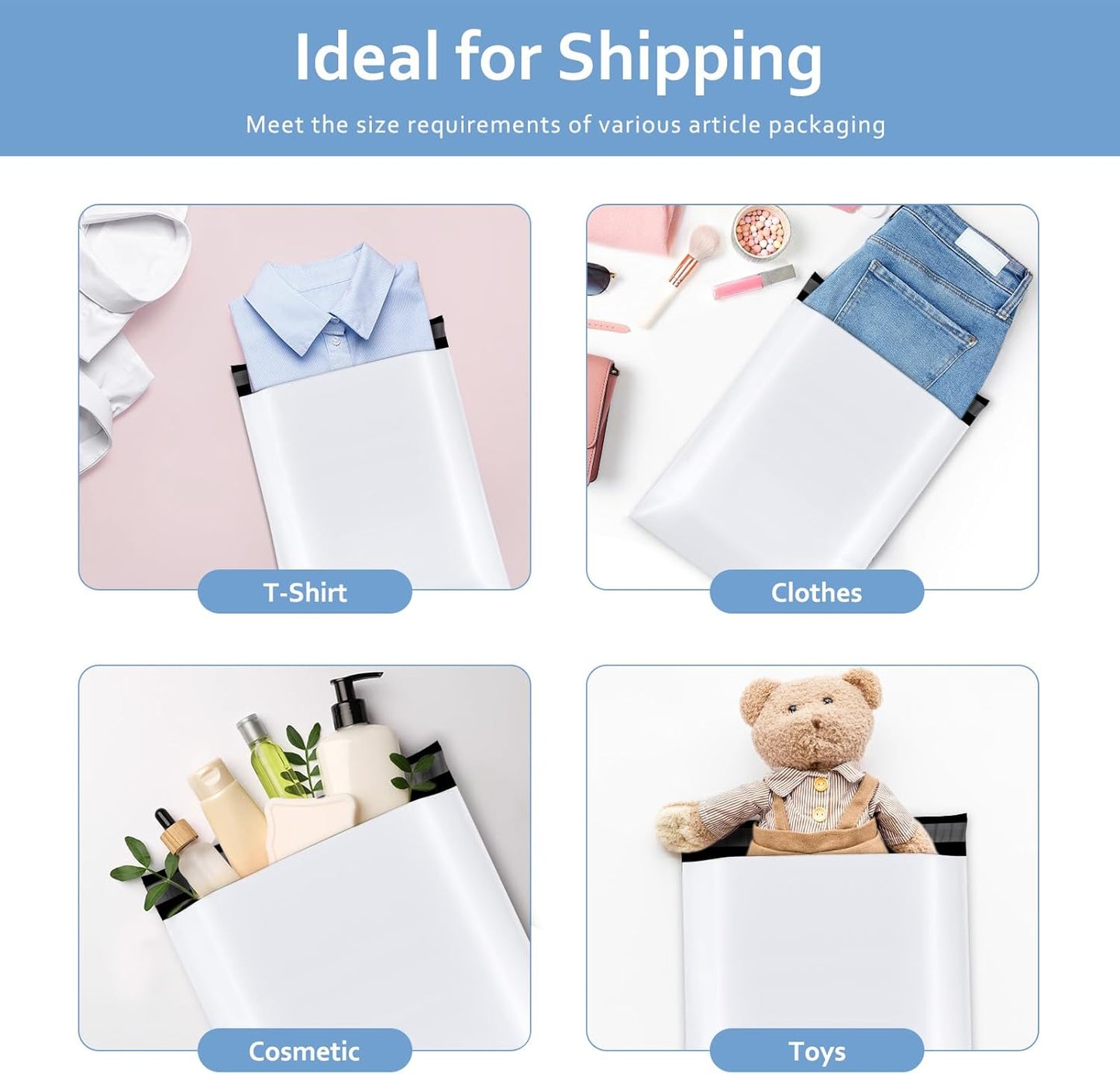 Metronic Poly Mailers 10x13 1000Pcs, Small Shipping Bags for Clothing, Waterproof Mailers Poly Bags for Small Business, Shipping Envelopes Mailing Bags for Business, White