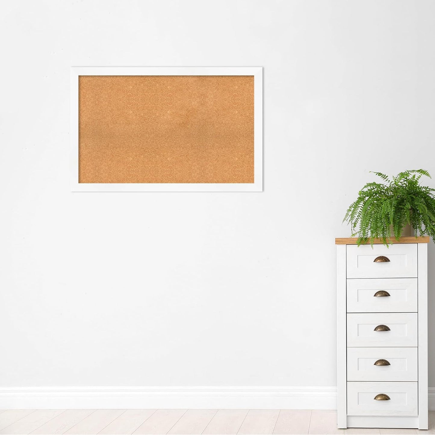Amanti Art Natural Cork Board for Wall, 29x45 Vision Board with White Frame, Oversize Corkboard Office Decor for Home Organization, Modern Corkboard Pinboard to Display Items for Home Organization in