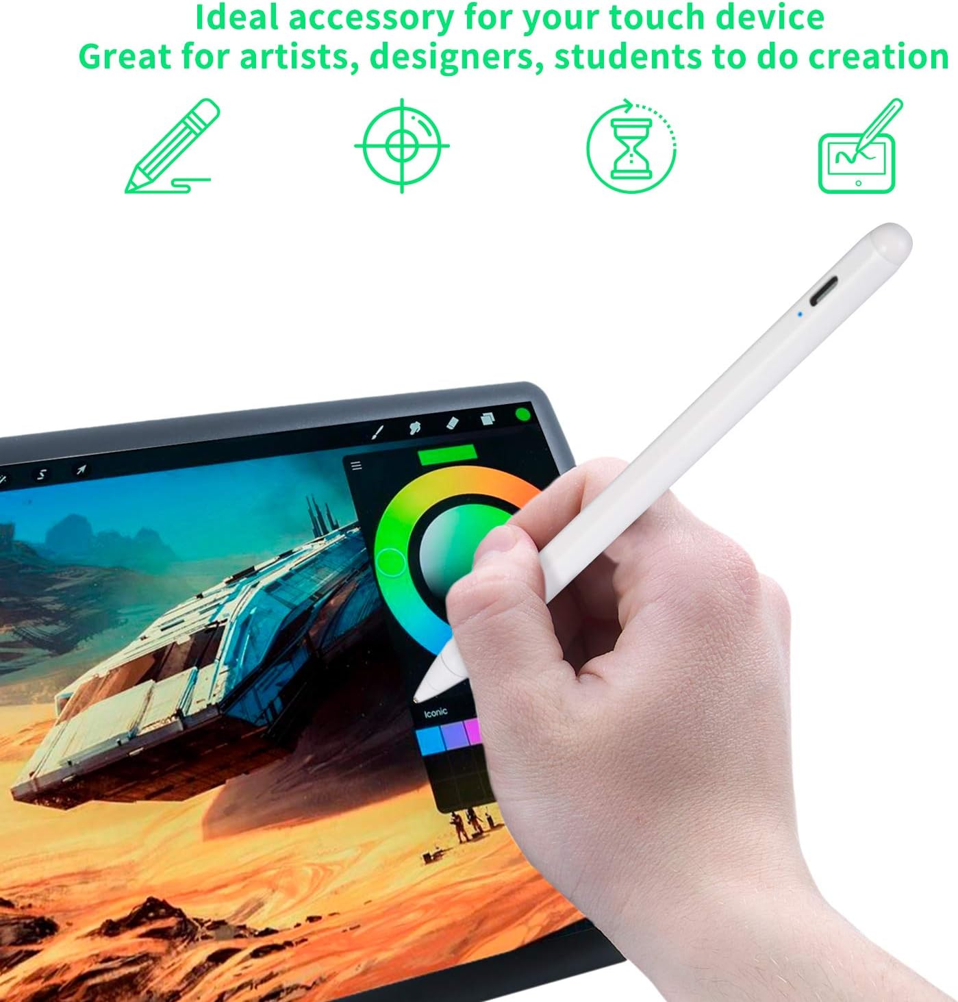 Chromebook Stylus Pen, Active Capacitive Digital Pencil Stylus for Chromebook Pen,Good for Sketching and Note-Taking Touch Screen Pen,White