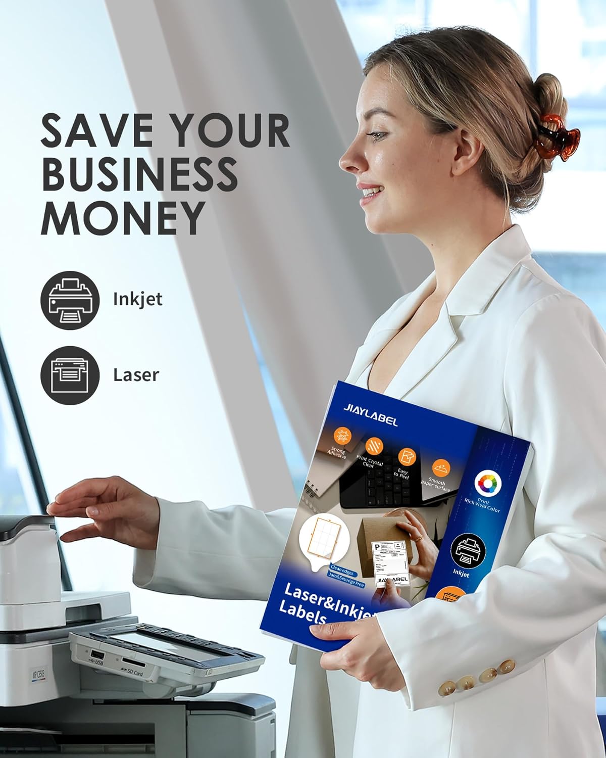 Shipping Label Address Mailing Stickers 8.5x5.5 Half Sheet 40 Sheets Paper for Inkjet Printer Printable Name Tag Printing Labeling to Write on Envelopes Storage Bins File Folder Blank White 8.5 x 11