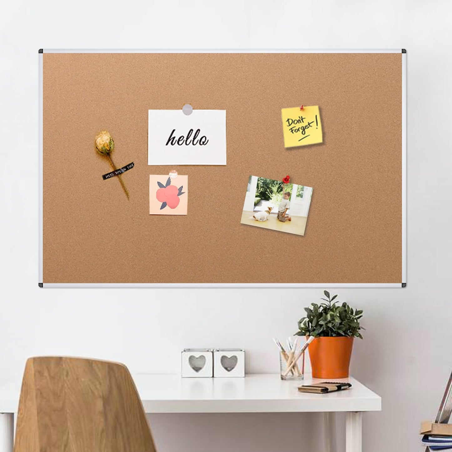 VIZ-PRO Large Cork Bulletin Board, 72 X 48 Inches, Wall-Mounted Corkboard with Silver Aluminium Frame for School, Office, and Home 6' X 4'
